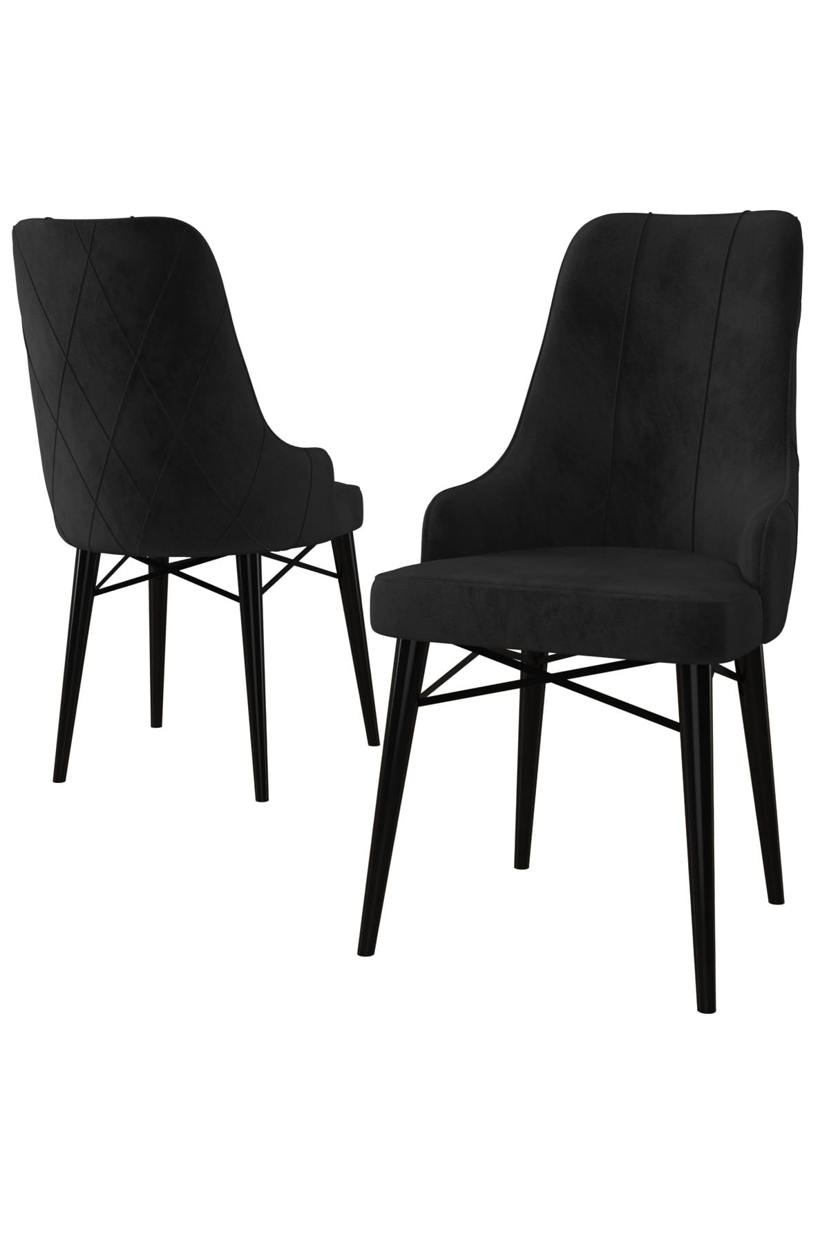 Set scaune, Hanah Home, metal, negru, 46x42x95 cm, 6 piese — imaginea 2