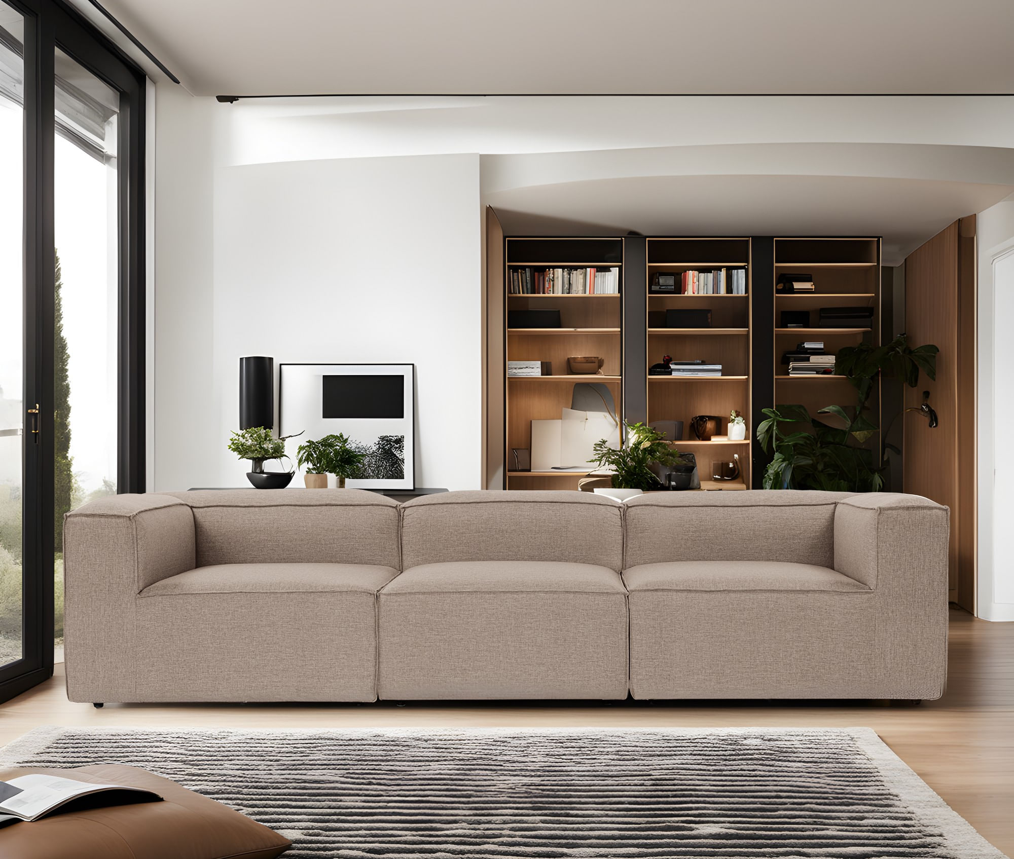 Canapea 3 locuri, Hanah Home, in, maro, 297x105x66 cm — imaginea 7
