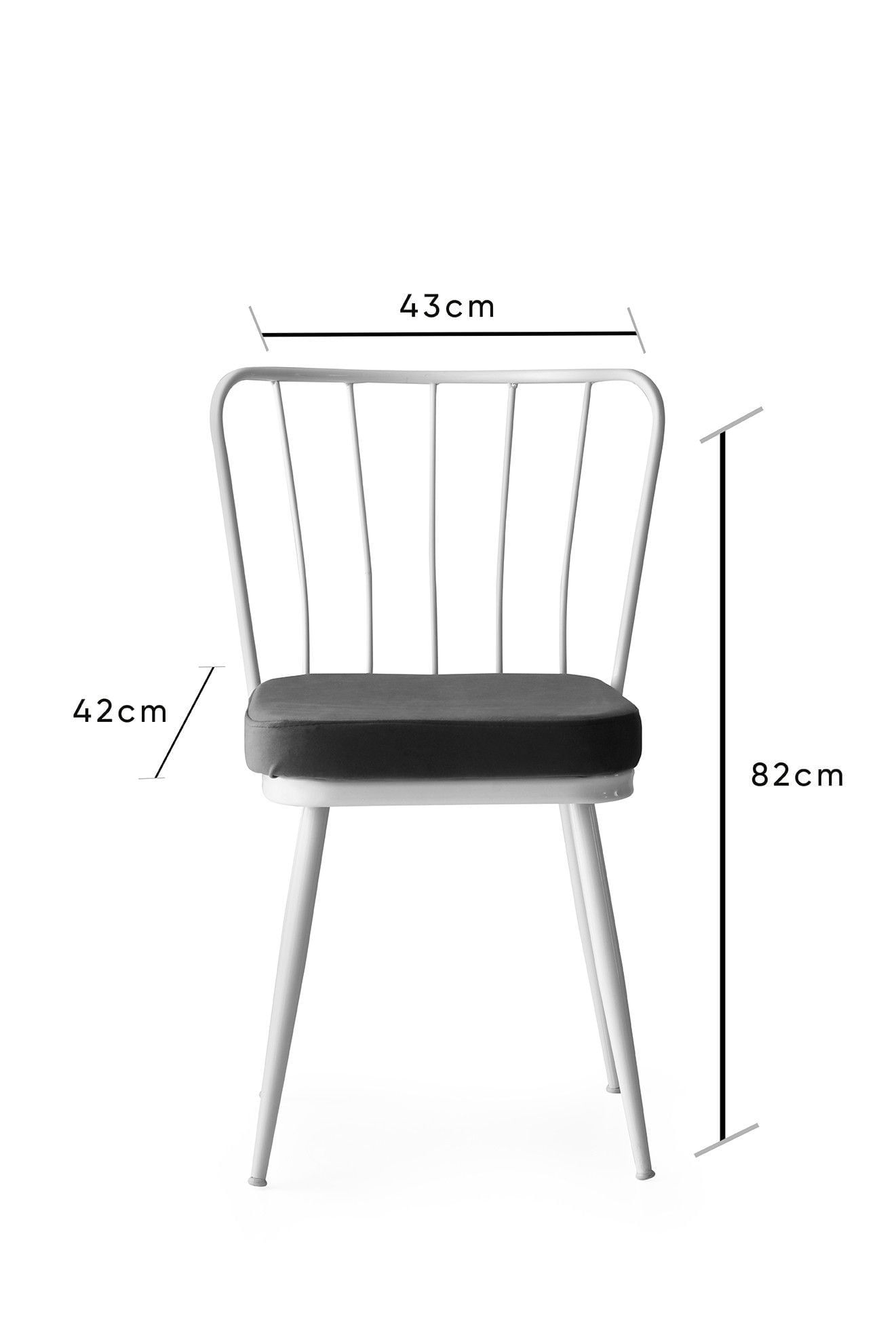 Set scaune, Hanah Home, metal, catifea, alb, 43x42x82 cm — imaginea 2