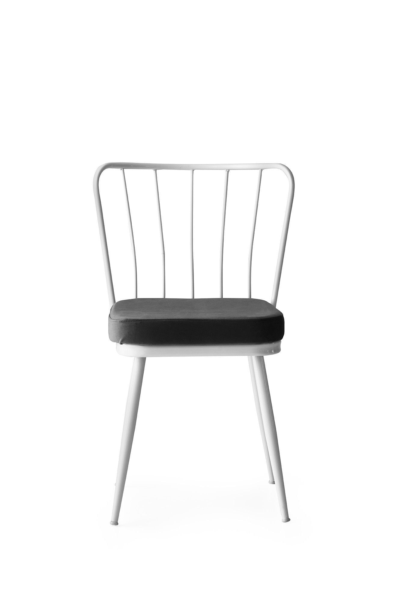 Set scaune, Hanah Home, metal, catifea, alb, 43x42x82 cm — imaginea 3