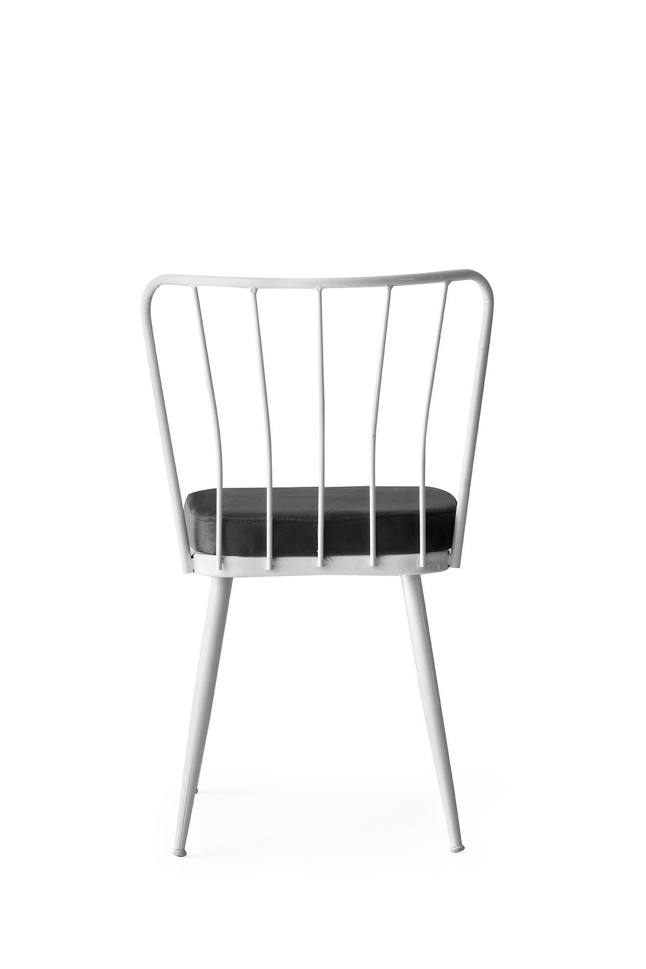 Set scaune, Hanah Home, metal, catifea, alb, 43x42x82 cm — imaginea 6