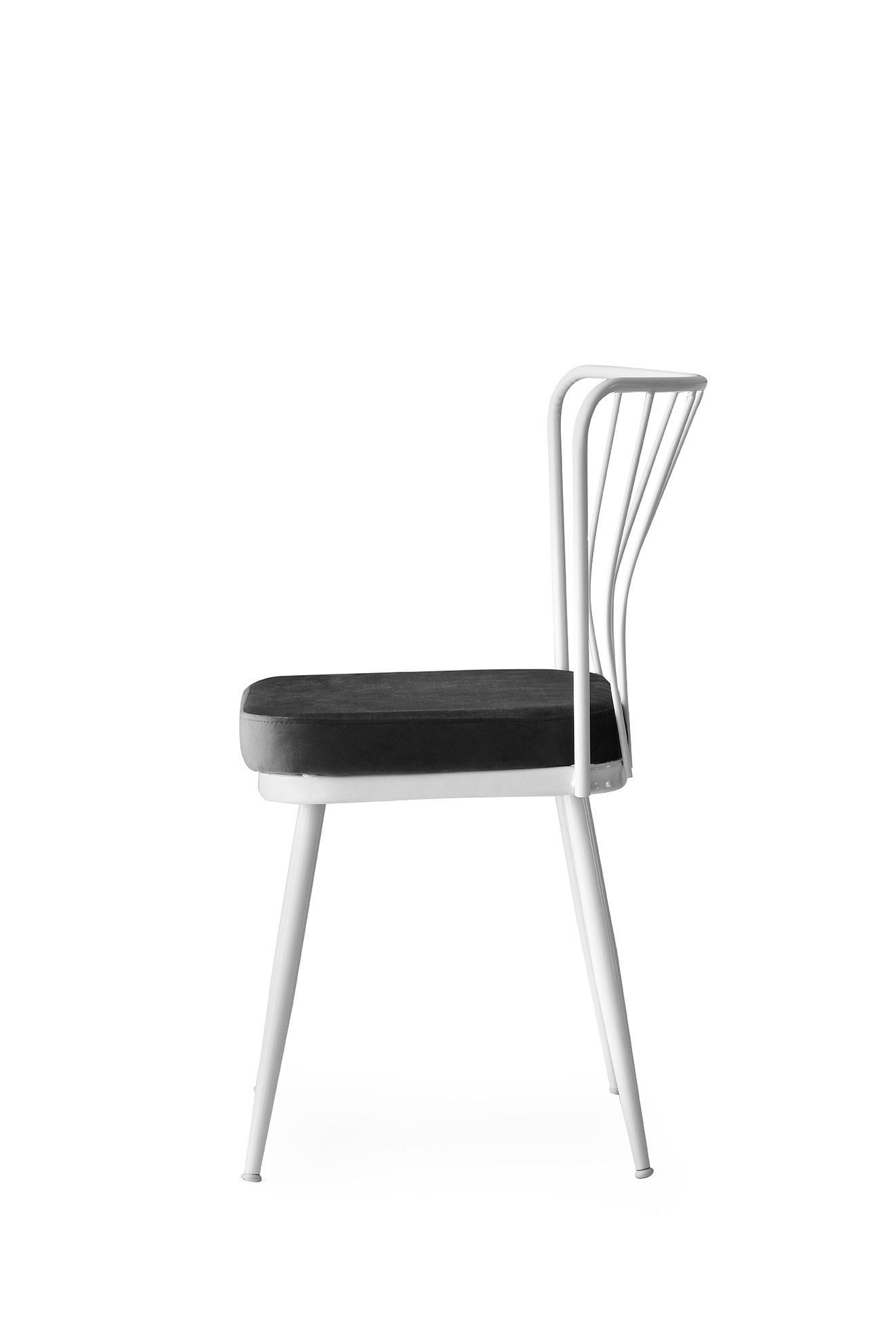 Set scaune, Hanah Home, metal, catifea, alb, 43x42x82 cm — imaginea 7