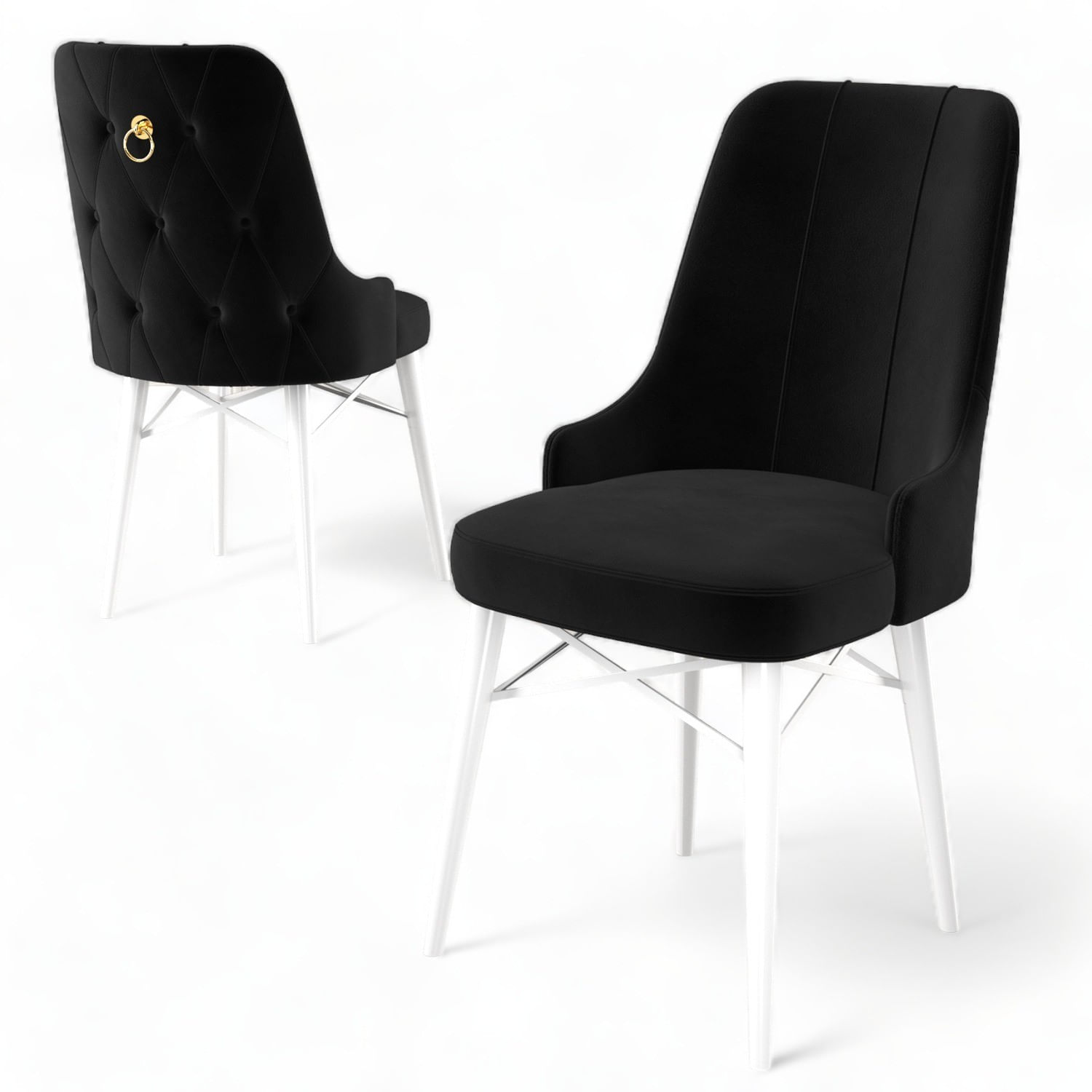 Set scaune, Hanah Home, metal, alb-negru, 46x46x94 cm, 4 bucati — imaginea 3