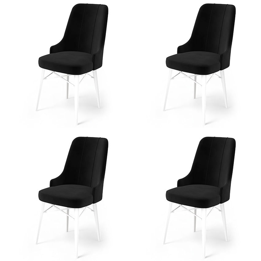 Set scaune, Hanah Home, metal, alb-negru, 46x46x94 cm, 4 bucati — imaginea 4