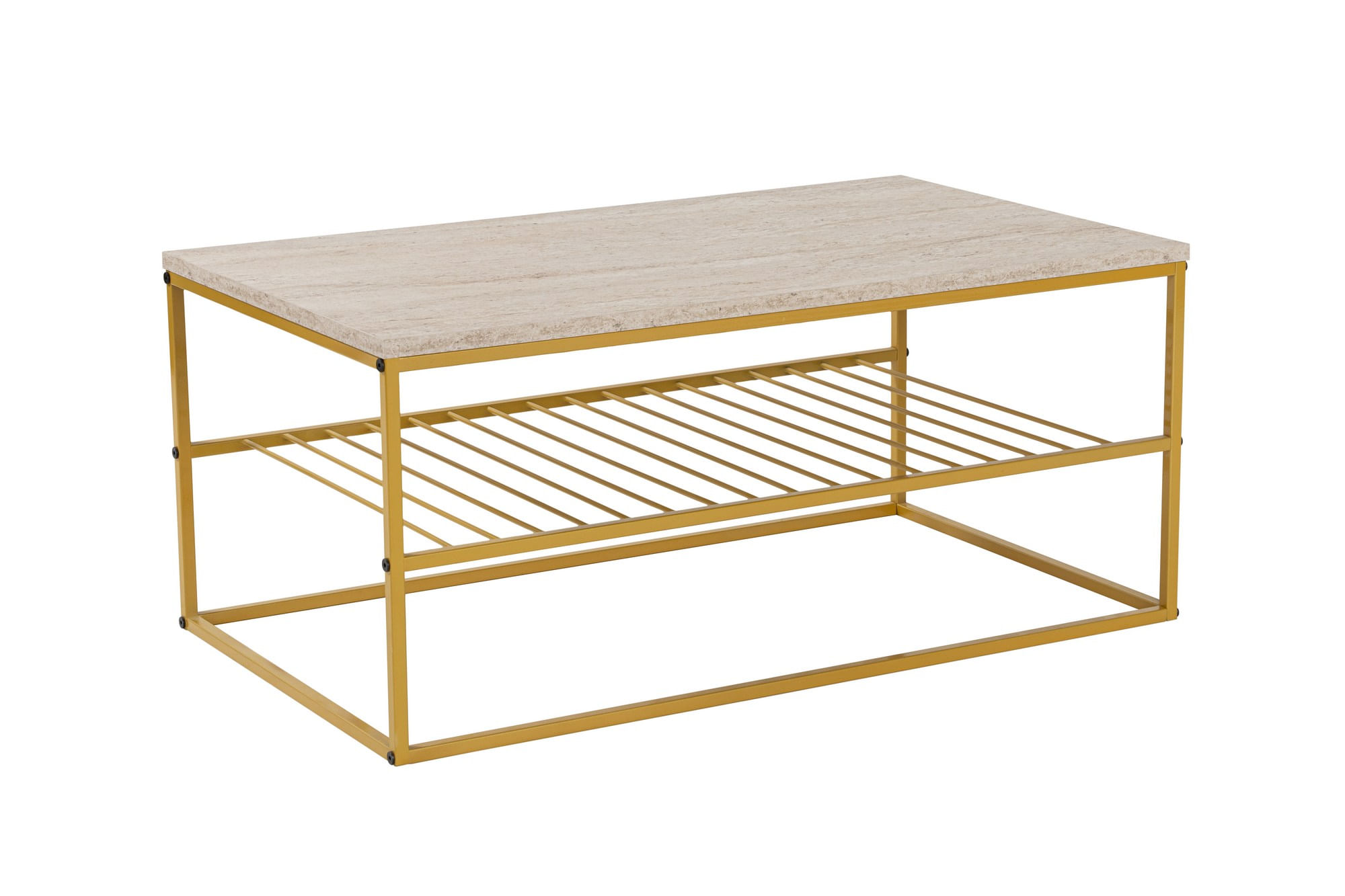 Masa de cafea, Hanah Home, melamina, travertin auriu, 95x55x42 cm — imaginea 2
