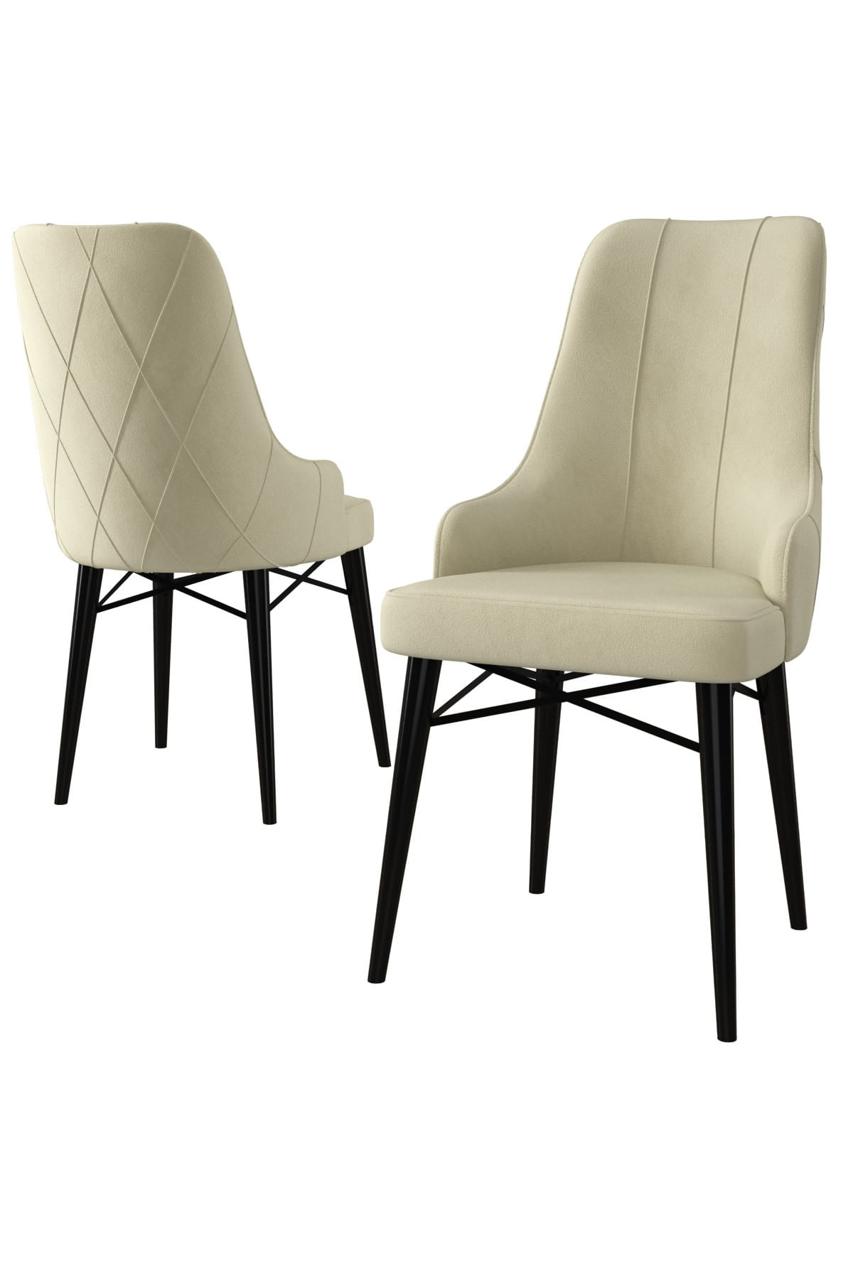 Set scaune, Hanah Home, metal, babyface, crem, negru, 46x42x95 cm, 4 bucati — imaginea 2