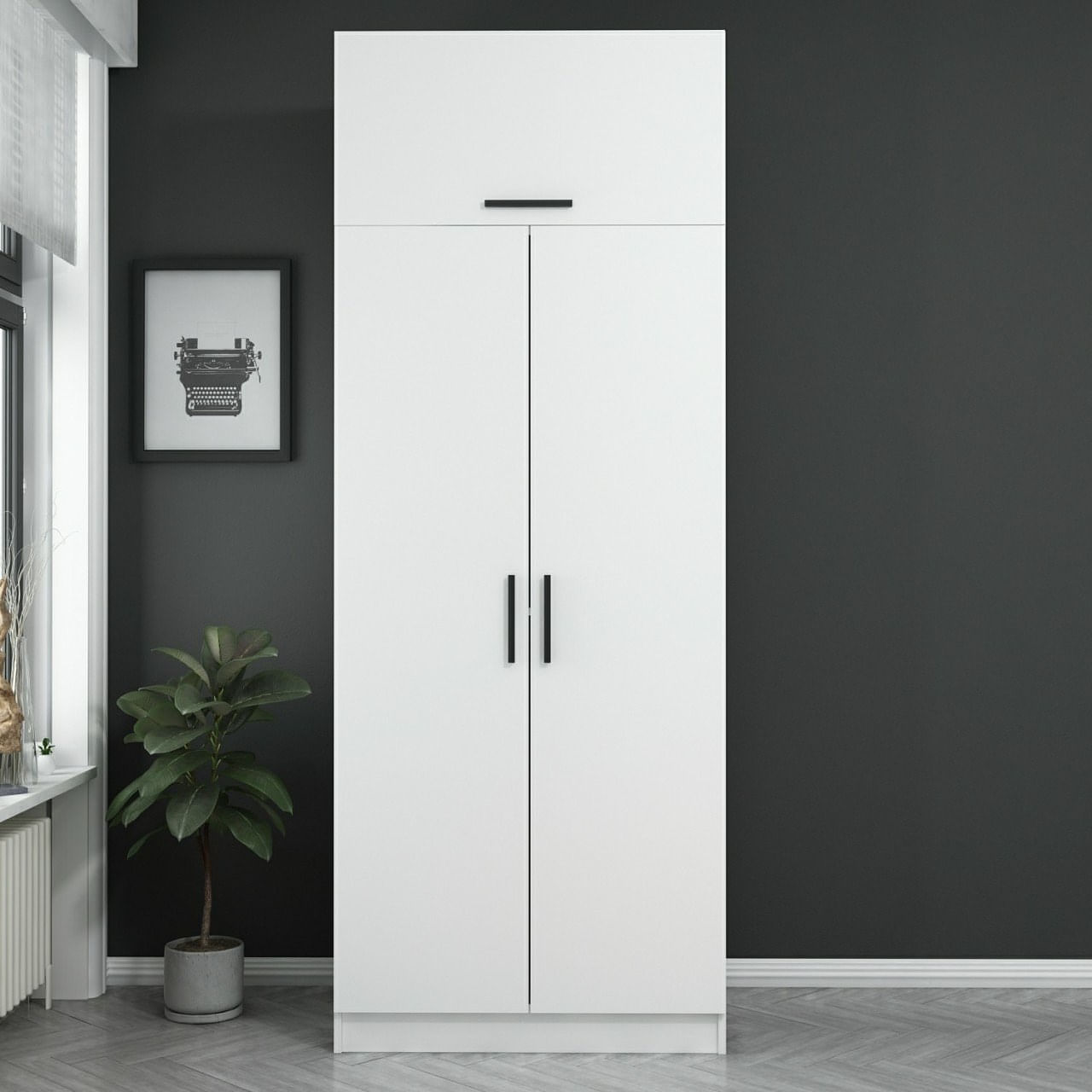 Sifonier, Hanah Home, pal melaminat, alb, 90x52x255 cm