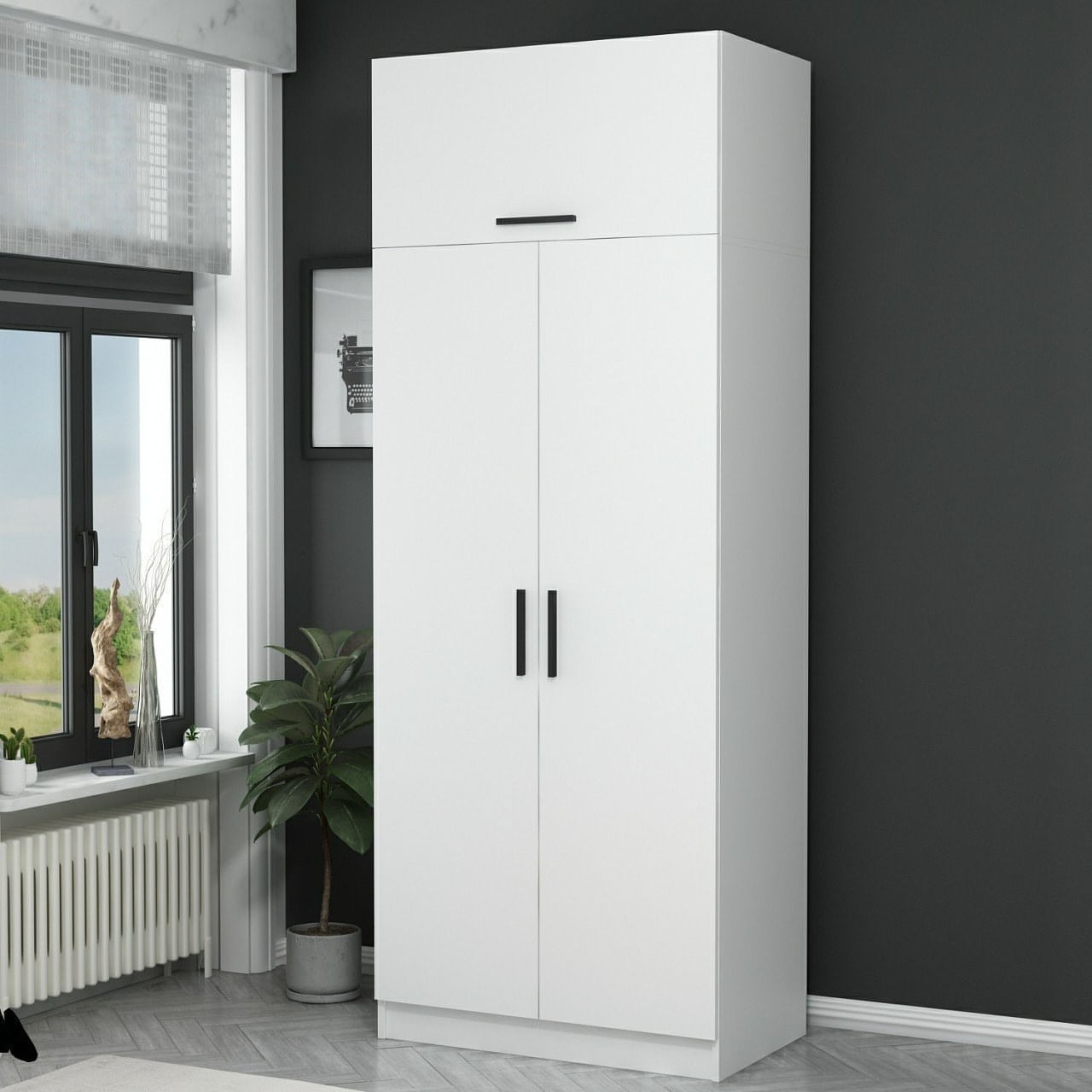 Sifonier, Hanah Home, pal melaminat, alb, 90x52x255 cm — imaginea 8