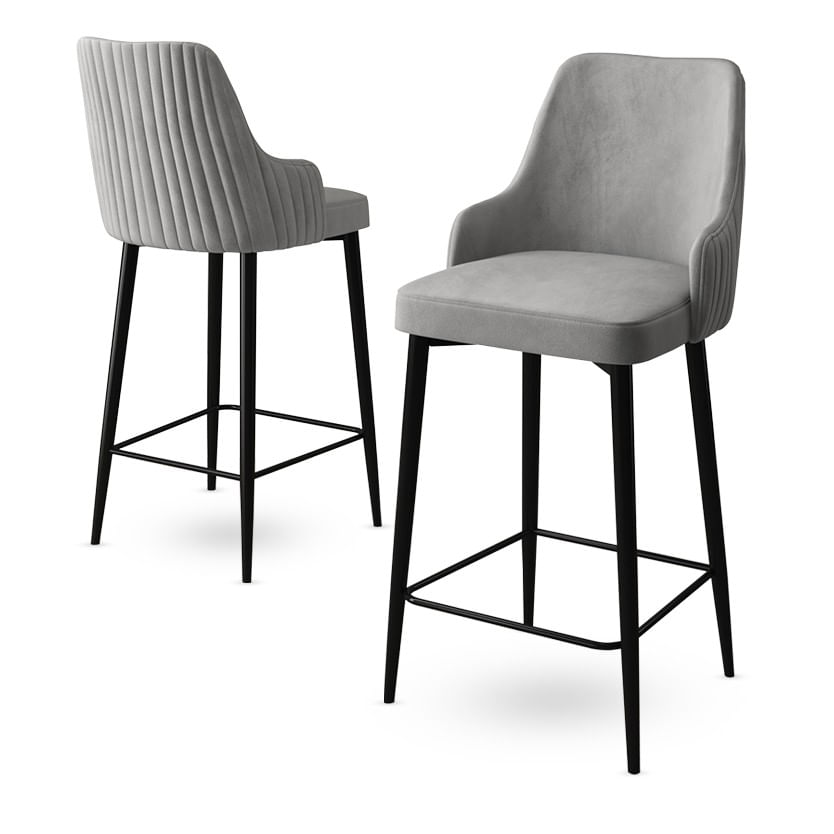 Set scaune de bar, Hanah Home, metal, gri si negru, 45x43x105 cm, 6 piese