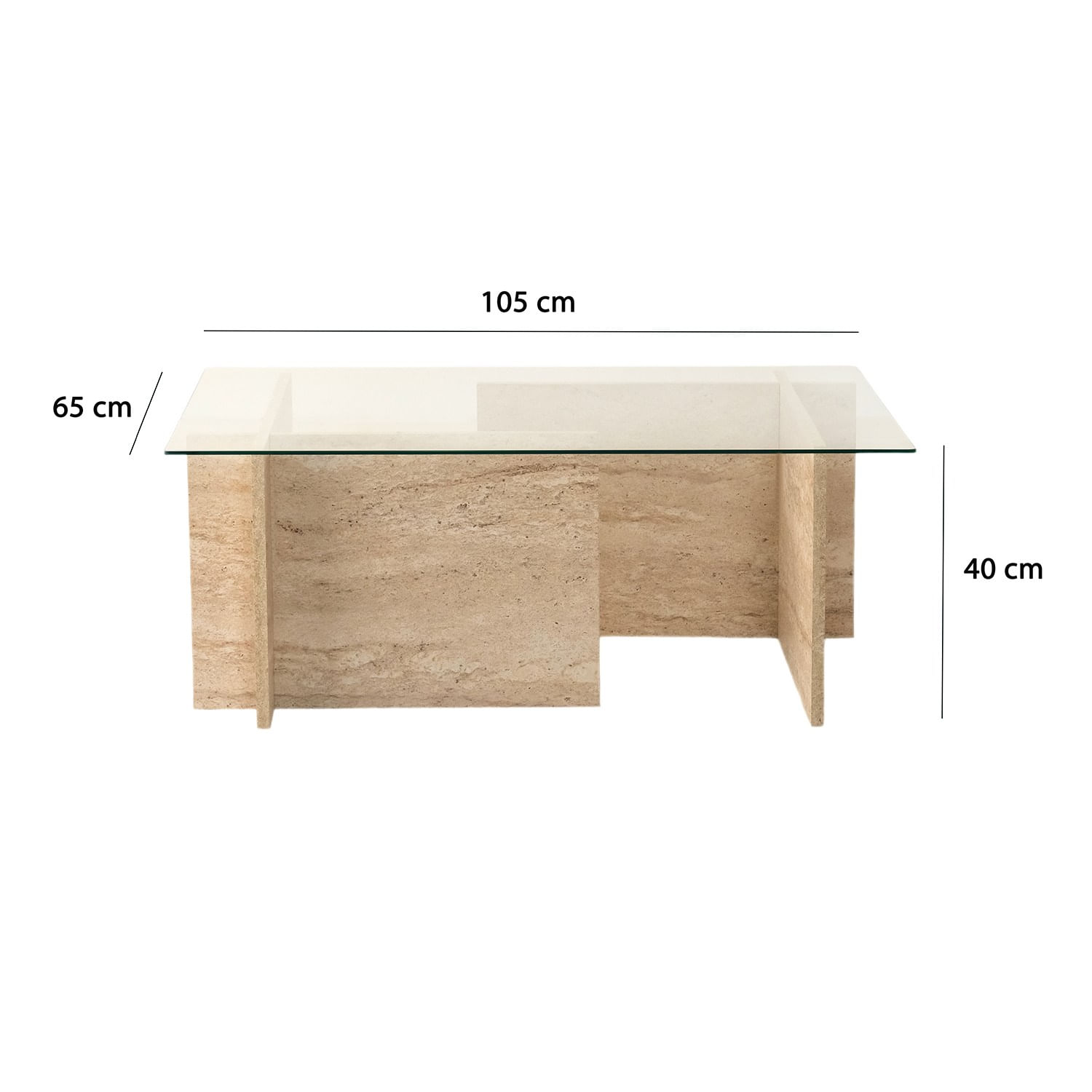 Masa de cafea, Hanah Home, sticla si PAL melaminat, travertin, 105x65x40 cm — imaginea 8