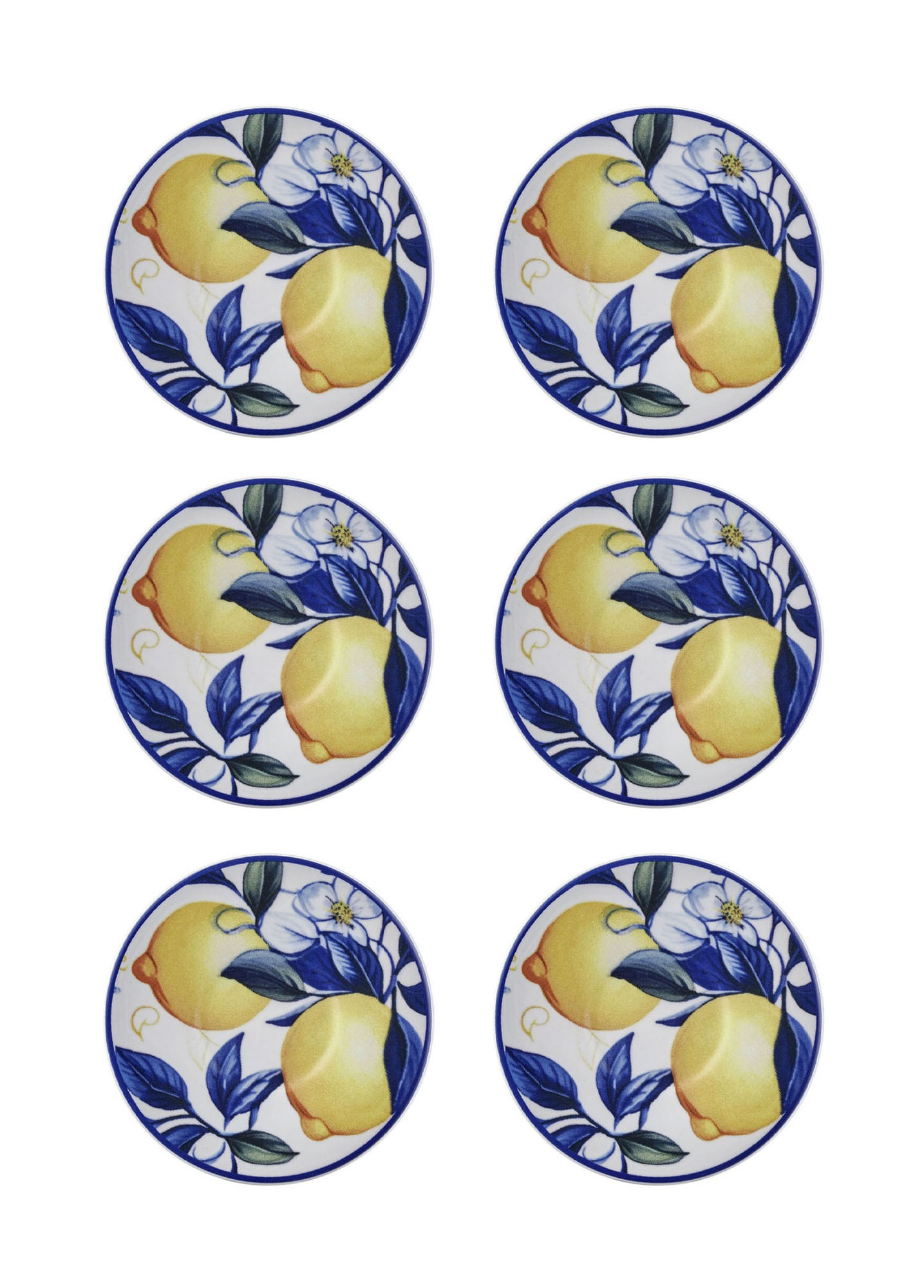 Set farfurii pentru ceai, Hermia, ceramica, galben, 13x13x2 cm, 6 piese