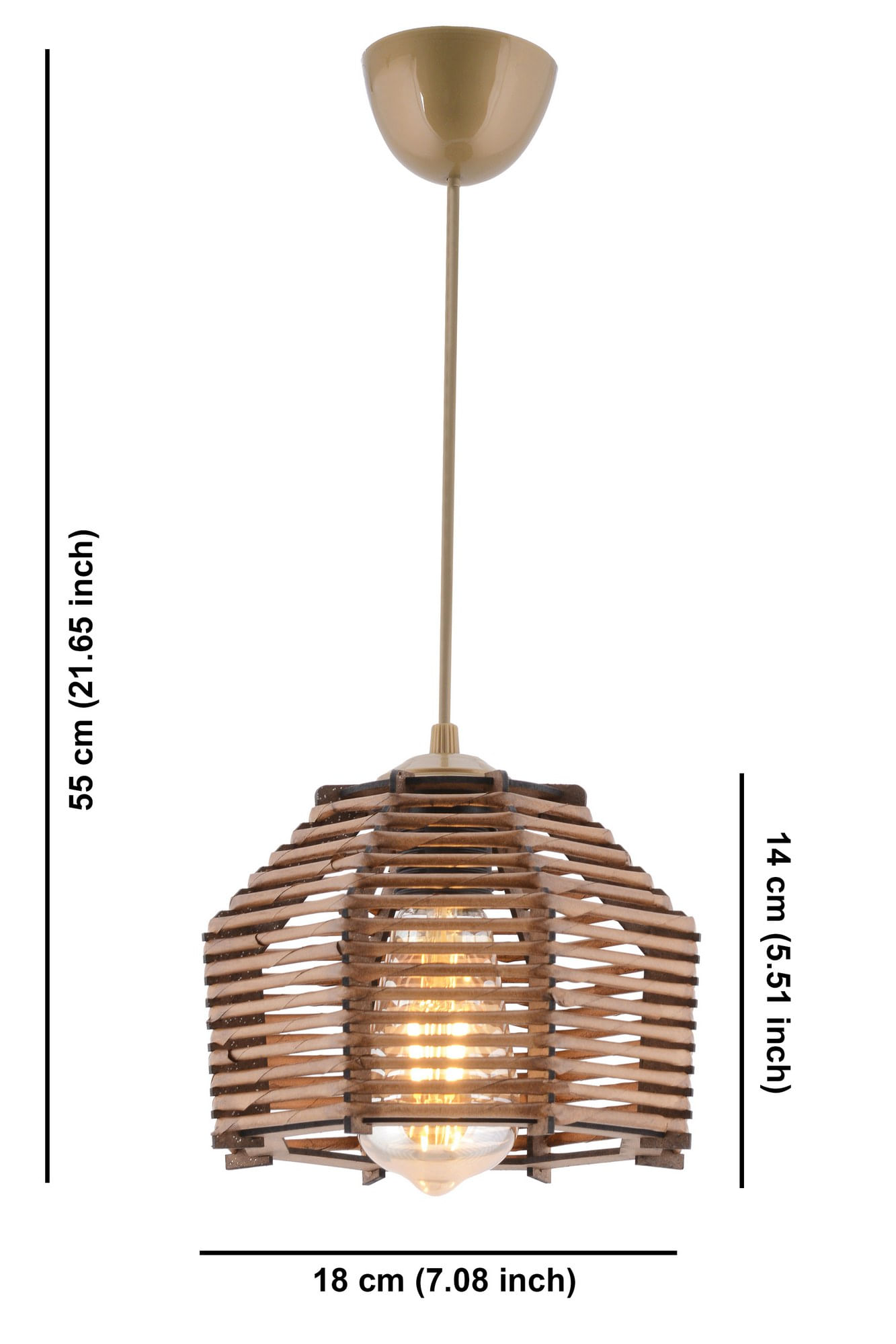 Lustra, Opviq, lemn, maro, capac bambus, 18x18x14 cm, inaltime 55 cm