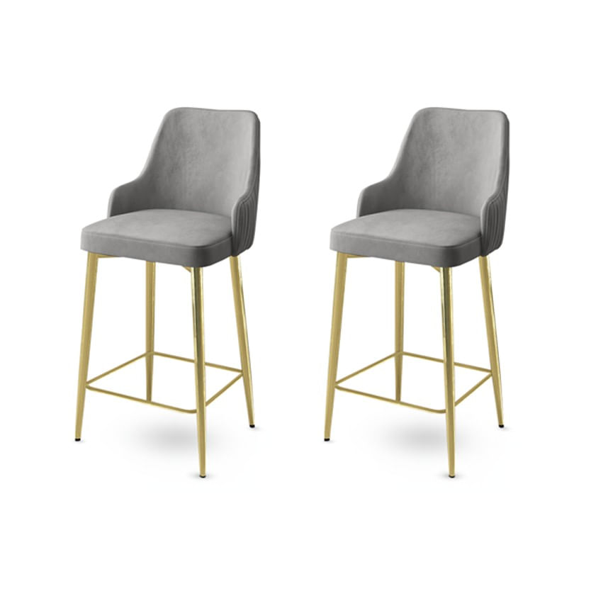 Set scaune de bar, Hanah Home, metal, gri auriu, 45x43x105 cm