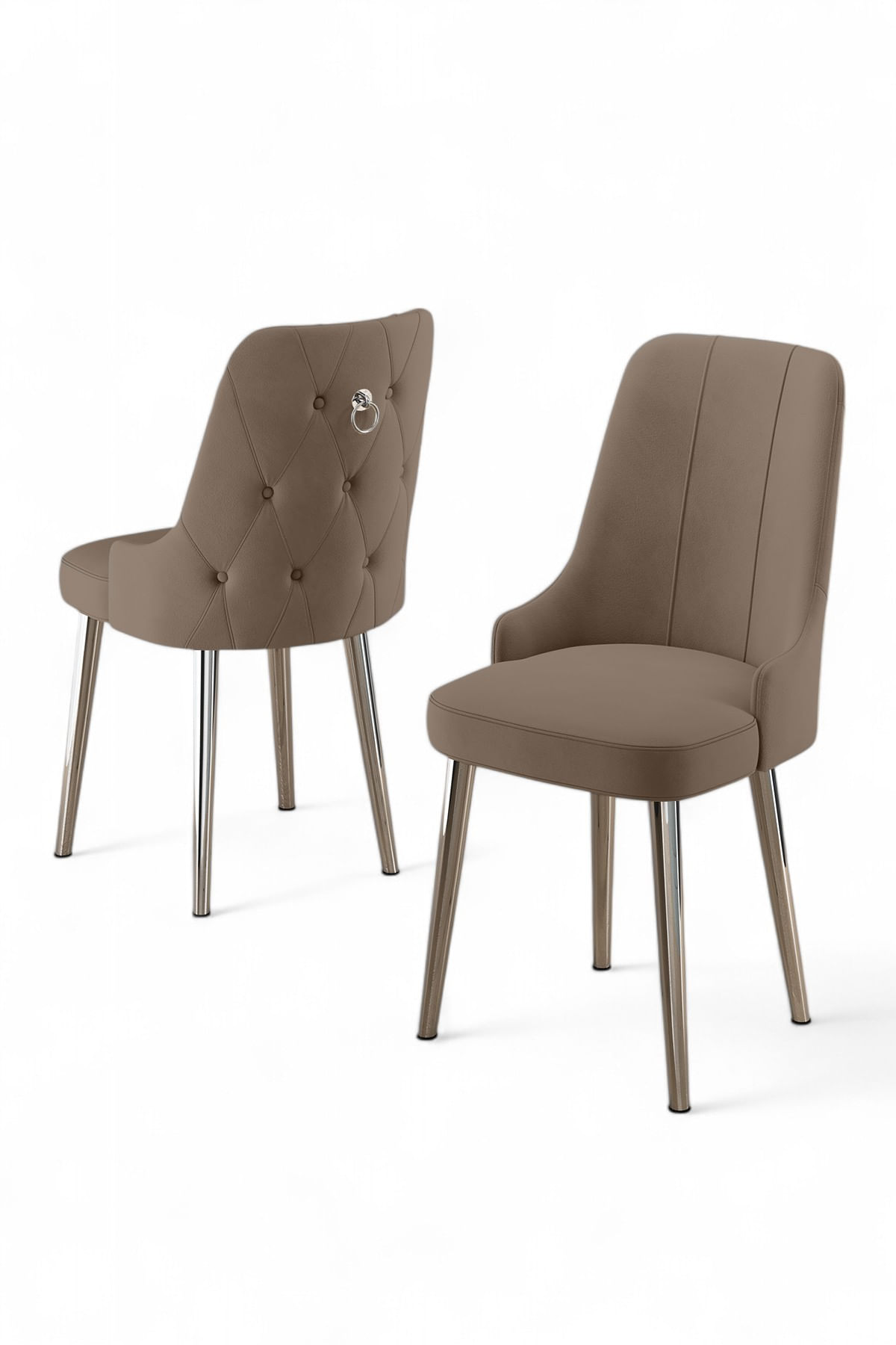 Set scaune, Hanah Home, lemn, cappuccino si crom, 46x46x94 cm, 6 piese — imaginea 2