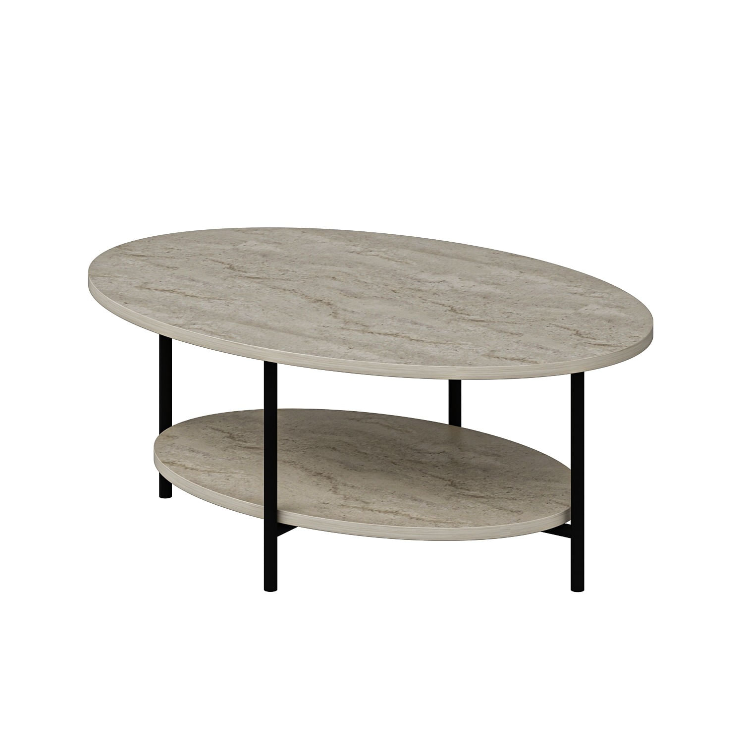 Masa de cafea, Hanah Home, panou din particule melaminat, travertin, 90x60x36 cm — imaginea 2