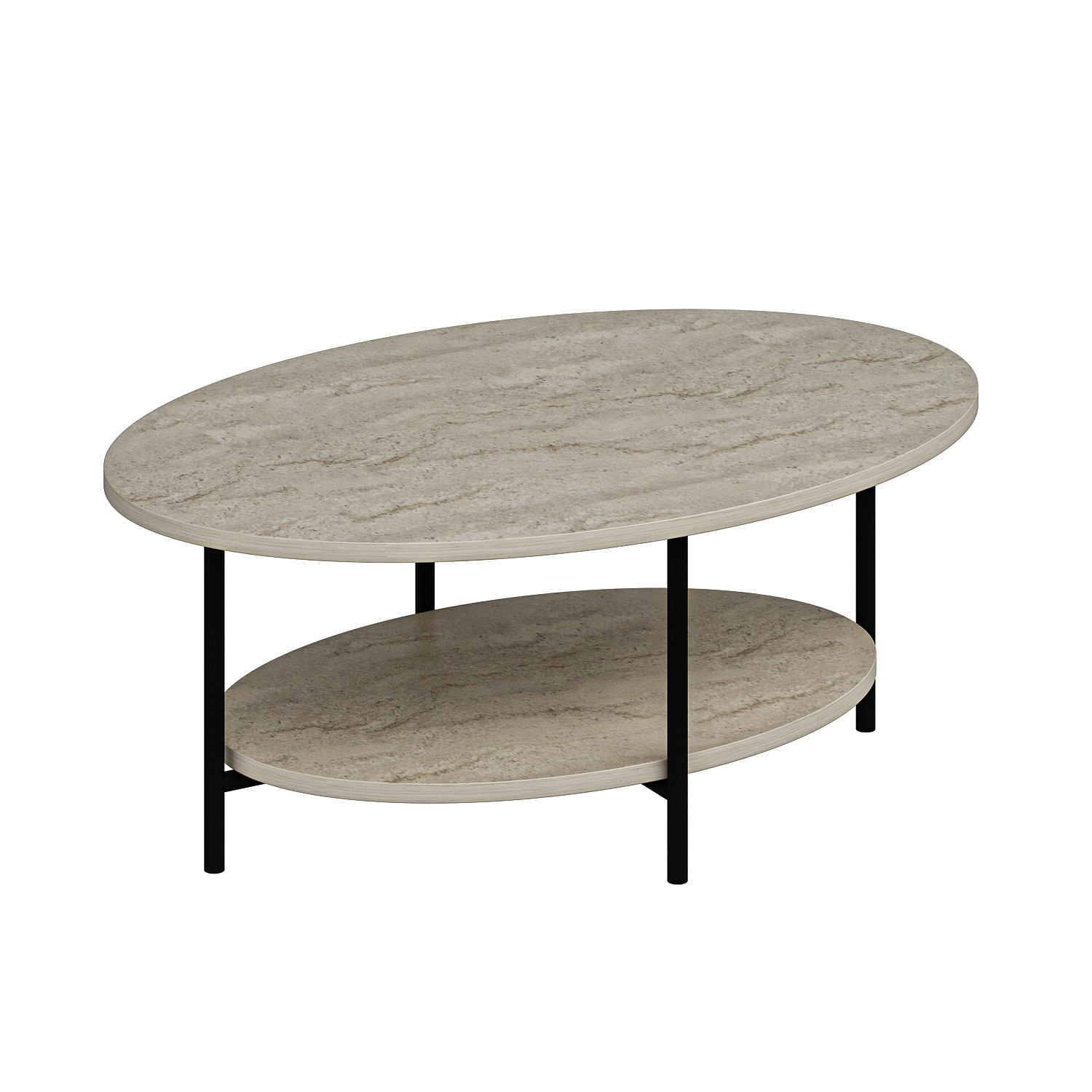 Masa de cafea, Hanah Home, panou din particule melaminat, travertin, 90x60x36 cm — imaginea 3