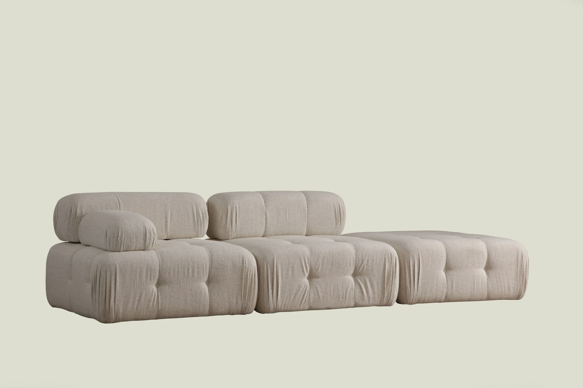 Canapea 3 locuri, Hanah Home, bouclé, crem, 300x100x80 cm — imaginea 2