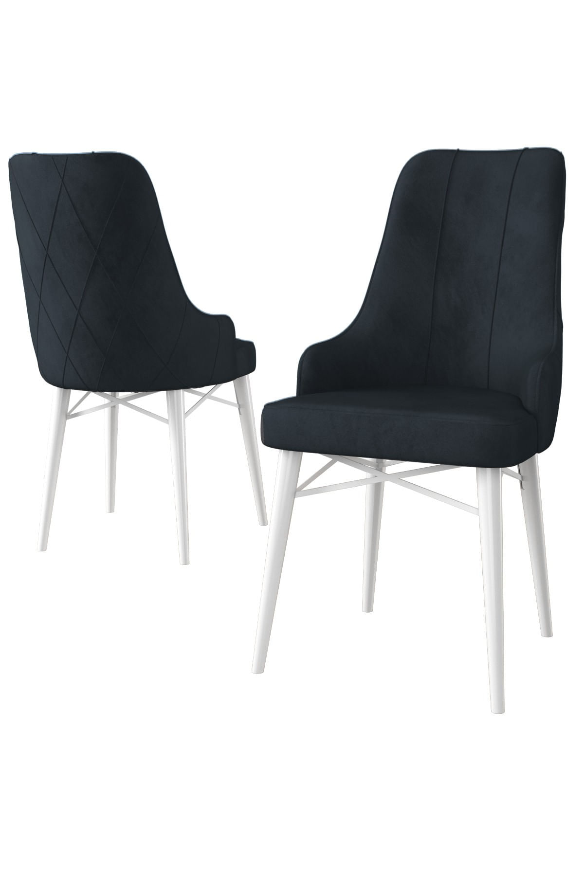 Set scaune, Hanah Home, metal, antracit si alb, 46x42x95 cm, 240CHR1692 — imaginea 3