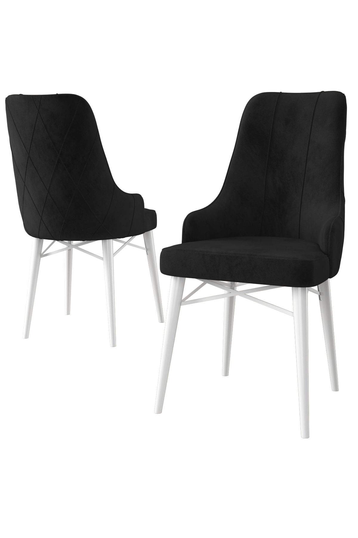 Set scaune, Hanah Home, metal, babyface, negru alb, 46x42x95 cm, 6 piese