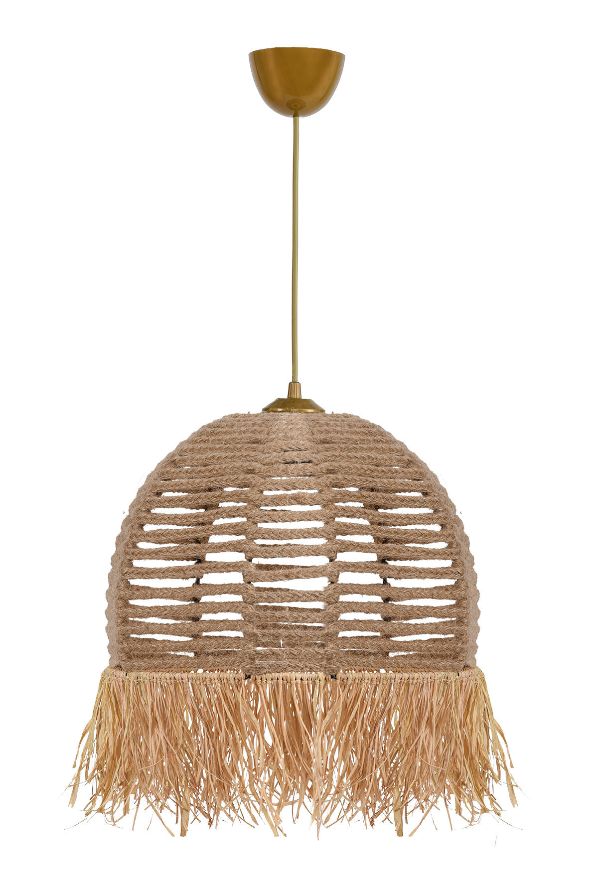 Lustra, Opviq, metal si bumbac, crem, diametru 30 cm, inaltime 80 cm