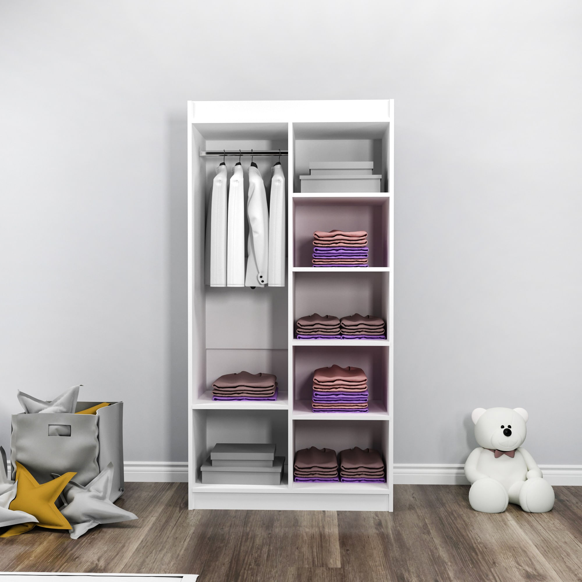 Dulap, Hanah Home, pal melaminat, alb, 90x45x180 cm — imaginea 4