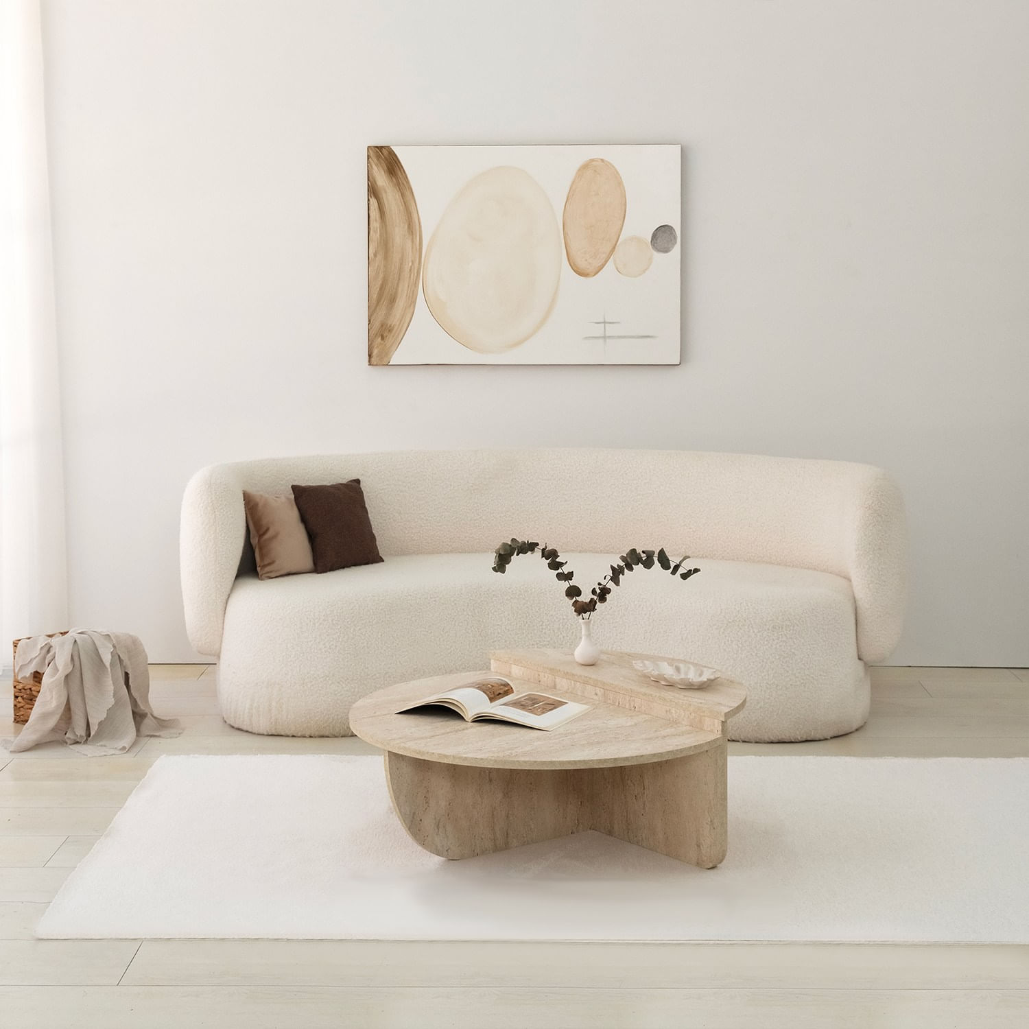 Masa de cafea, Hanah Home, pal melaminat, travertin, 90x35 cm — imaginea 3