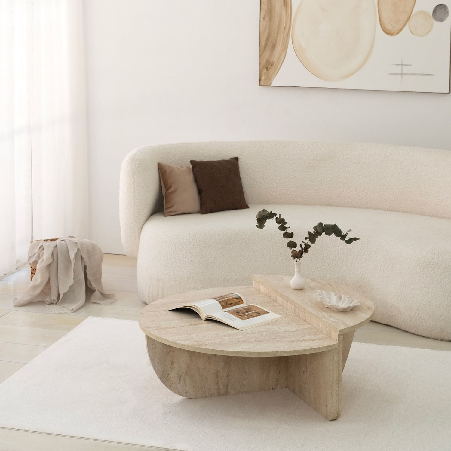 Masa de cafea, Hanah Home, pal melaminat, travertin, 90x35 cm — imaginea 6