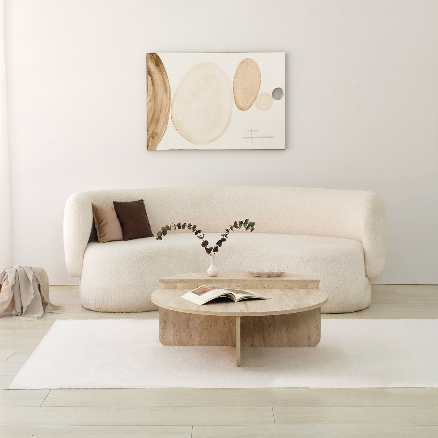Masa de cafea, Hanah Home, pal melaminat, travertin, 90x35 cm — imaginea 7