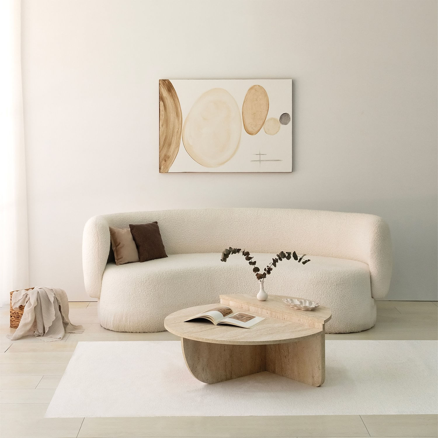 Masa de cafea, Hanah Home, pal melaminat, travertin, 90x35 cm — imaginea 8