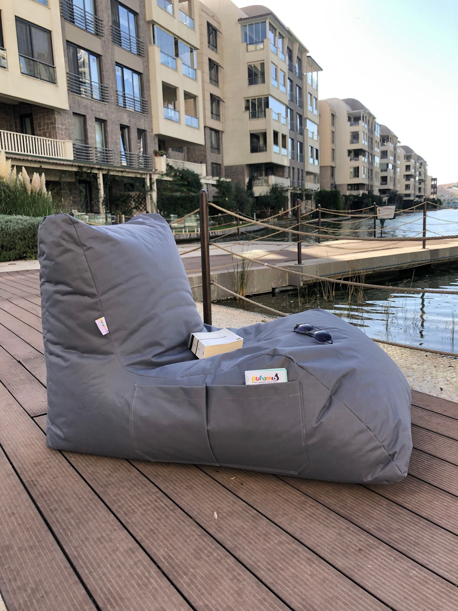 Fotoliu tip bean bag, Atelier Del Sofa, impermeabil, gri, 60x75x110 cm - 1 | YEO