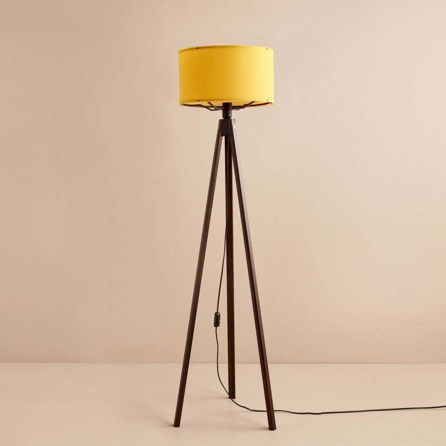 Lampadar, Opviq, tesatura, mustar, lemn, 21x140 cm