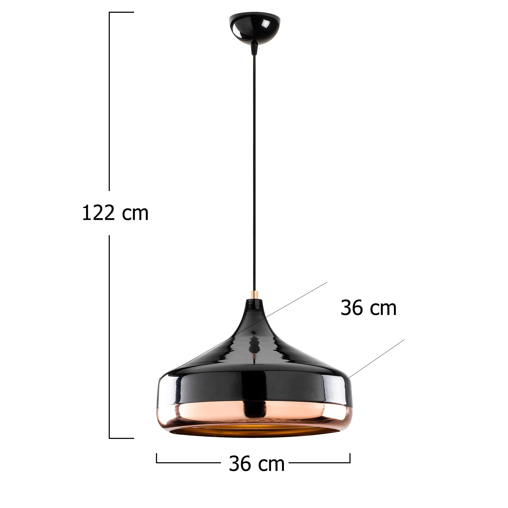 Lustra, Opviq, metal, negru si cupru, diametru 36 cm, inaltime reglabila - 1 | YEO