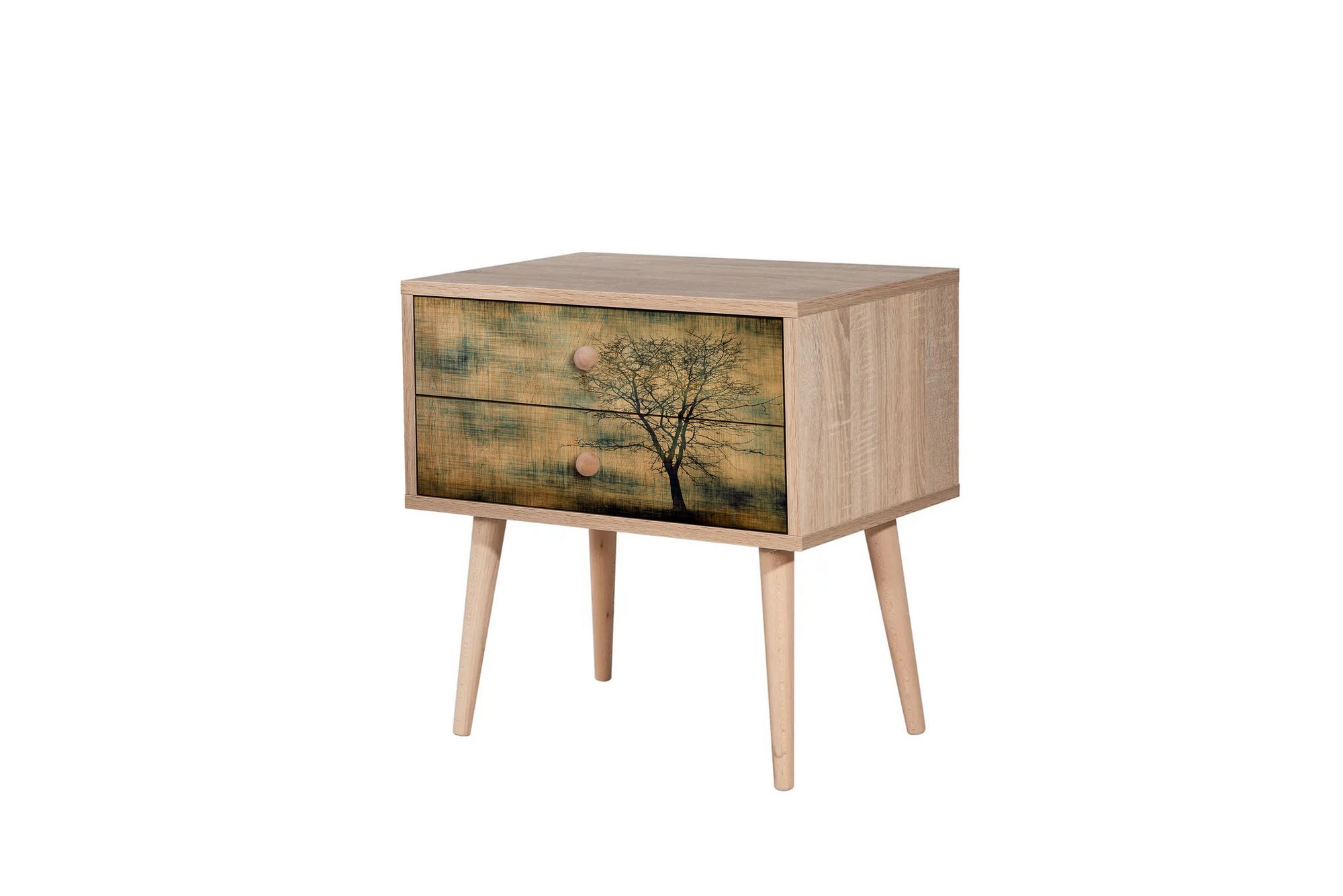 Noptiera, Hanah Home, pal melaminat, stejar sonoma, 60x40x61 cm, 863SPH3507 — imaginea 2