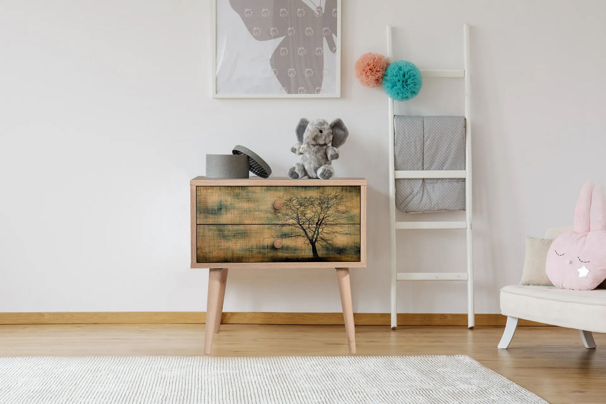 Noptiera, Hanah Home, pal melaminat, stejar sonoma, 60x40x61 cm, 863SPH3507 — imaginea 3