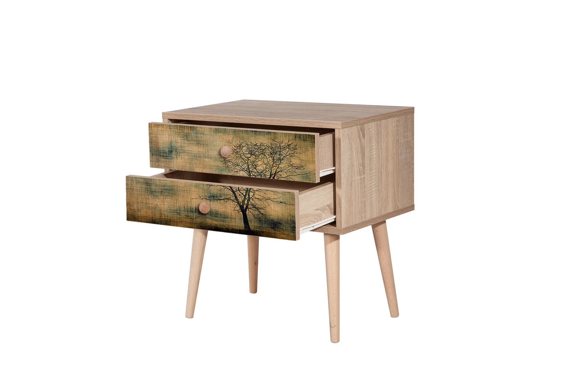 Noptiera, Hanah Home, pal melaminat, stejar sonoma, 60x40x61 cm, 863SPH3507 — imaginea 4
