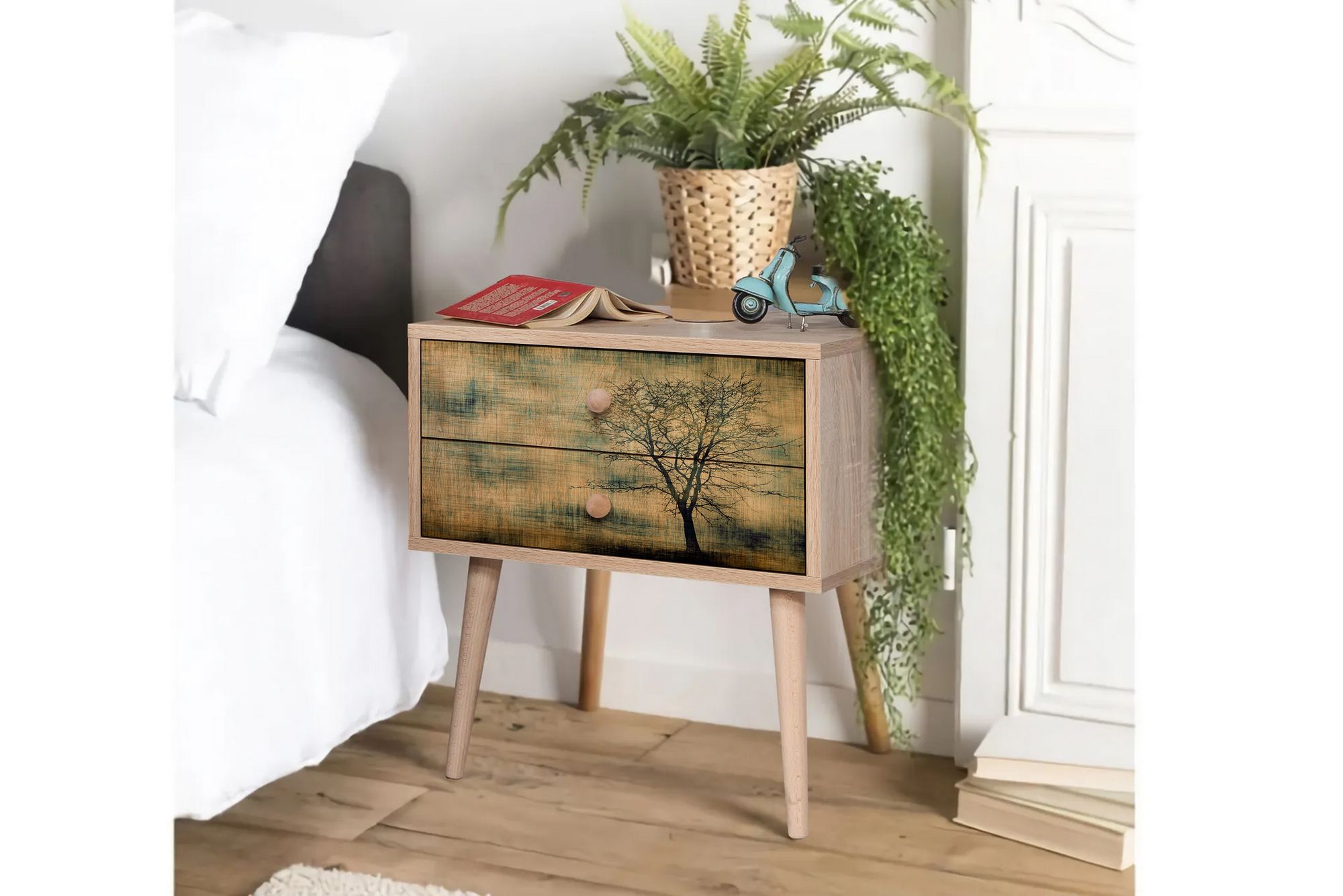 Noptiera, Hanah Home, pal melaminat, stejar sonoma, 60x40x61 cm, 863SPH3507 — imaginea 5