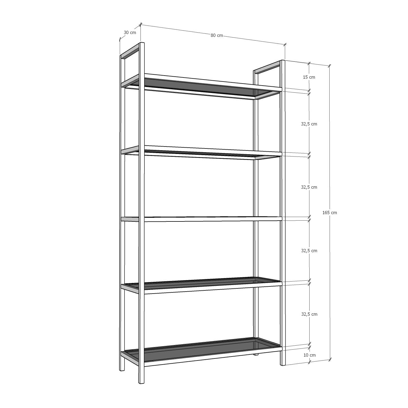 Etajera, Hanah Home, sticla securizata si metal, auriu, 80x30x165 cm