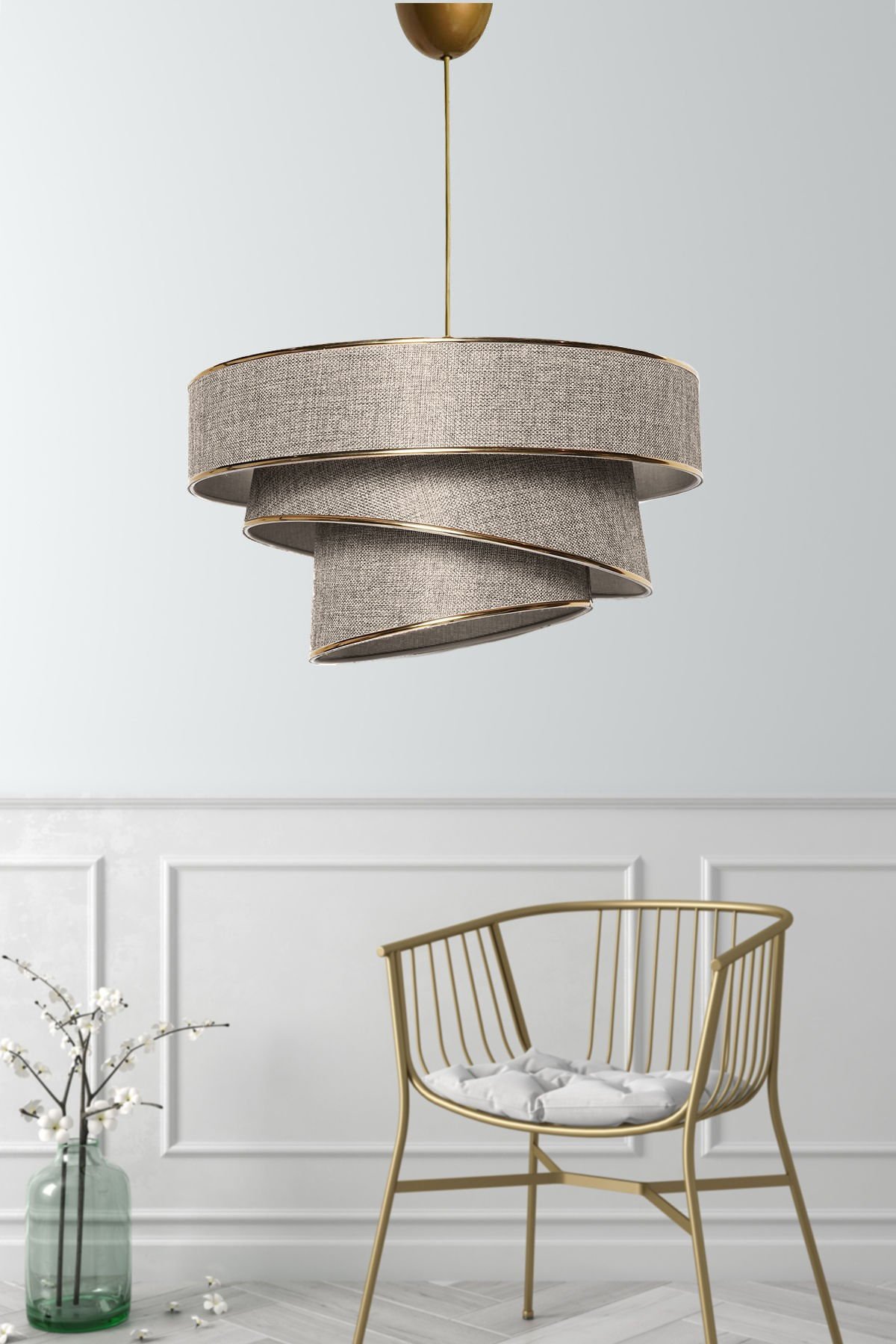 Lustra, Opviq, bumbac, bej auriu, 40x40 cm, inaltime reglabila - 1 | YEO