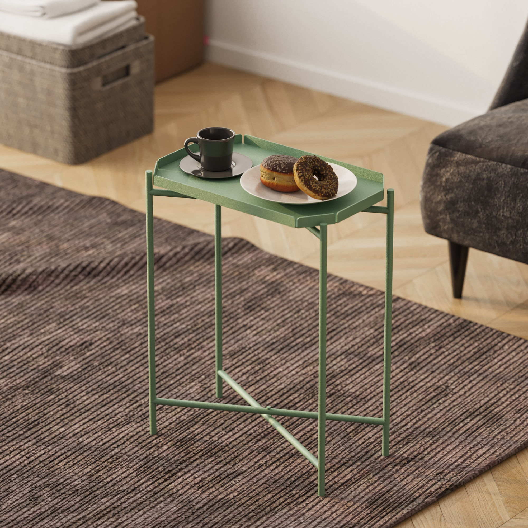 Masuta de cafea, Hanah Home, metal, verde, 26x40x56 cm — imaginea 2