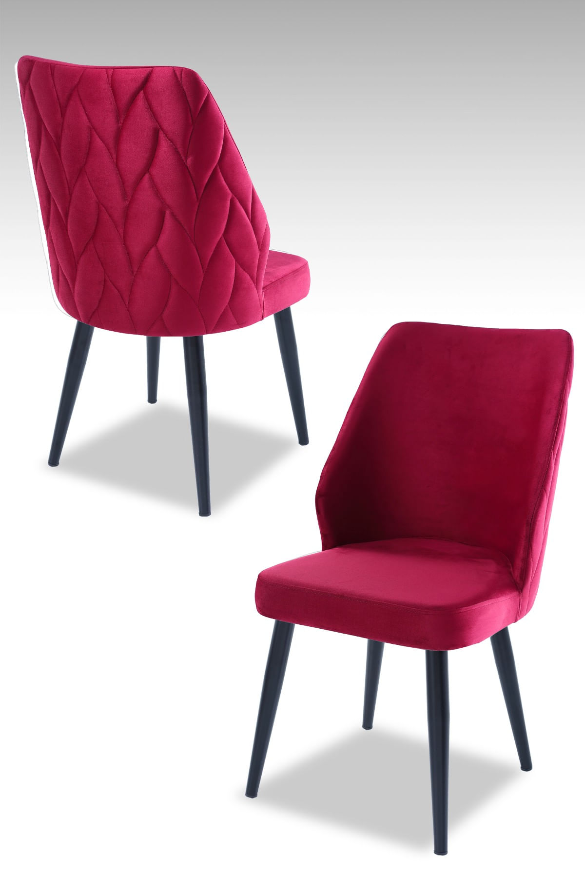 Set scaune, Hanah Home, 100% melamina, rosu claret si negru, 48x43x90 cm