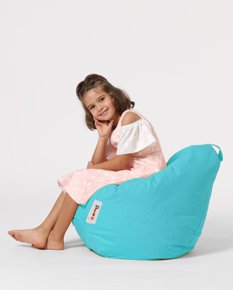 Fotoliu tip bean bag de gradina, Hanah Home, poliester, turcoaz, 60x60x25 cm, impermeabil