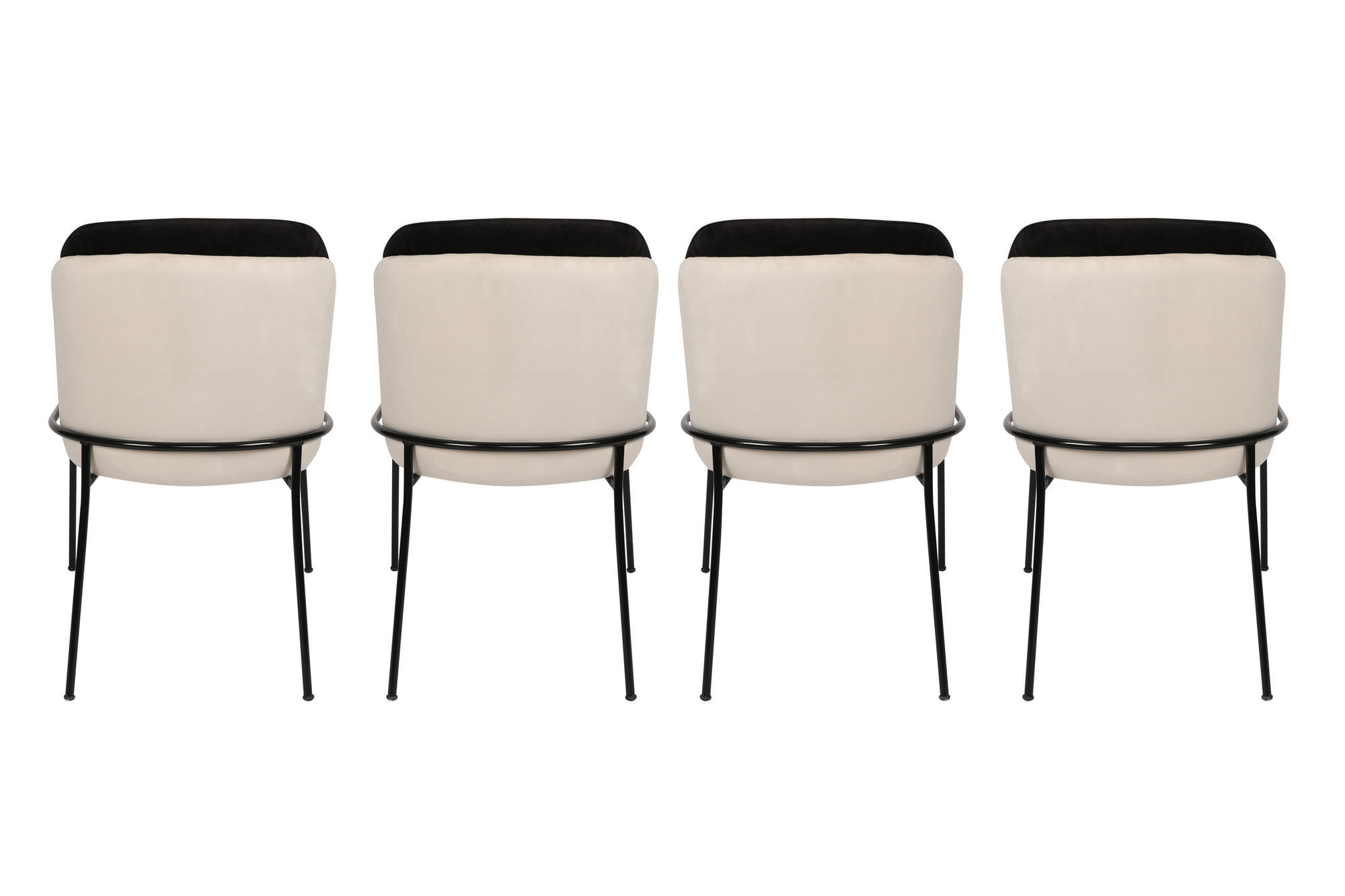 Set scaune, Hanah Home, metal, catifea, negru crem, 54x55x86 cm, 4 piese — imaginea 10