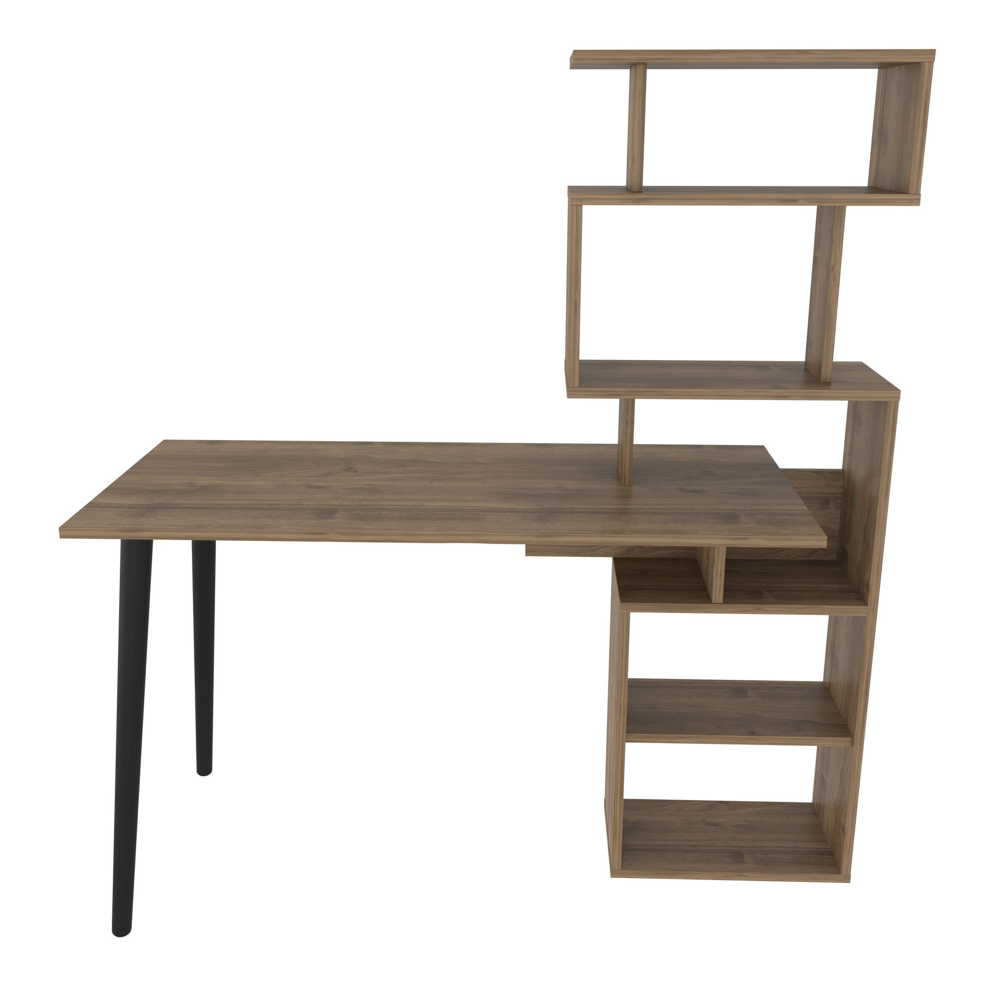 Birou de studiu, Hanah Home, pal melaminat, nuc, 133x55x146.4 cm — imaginea 5