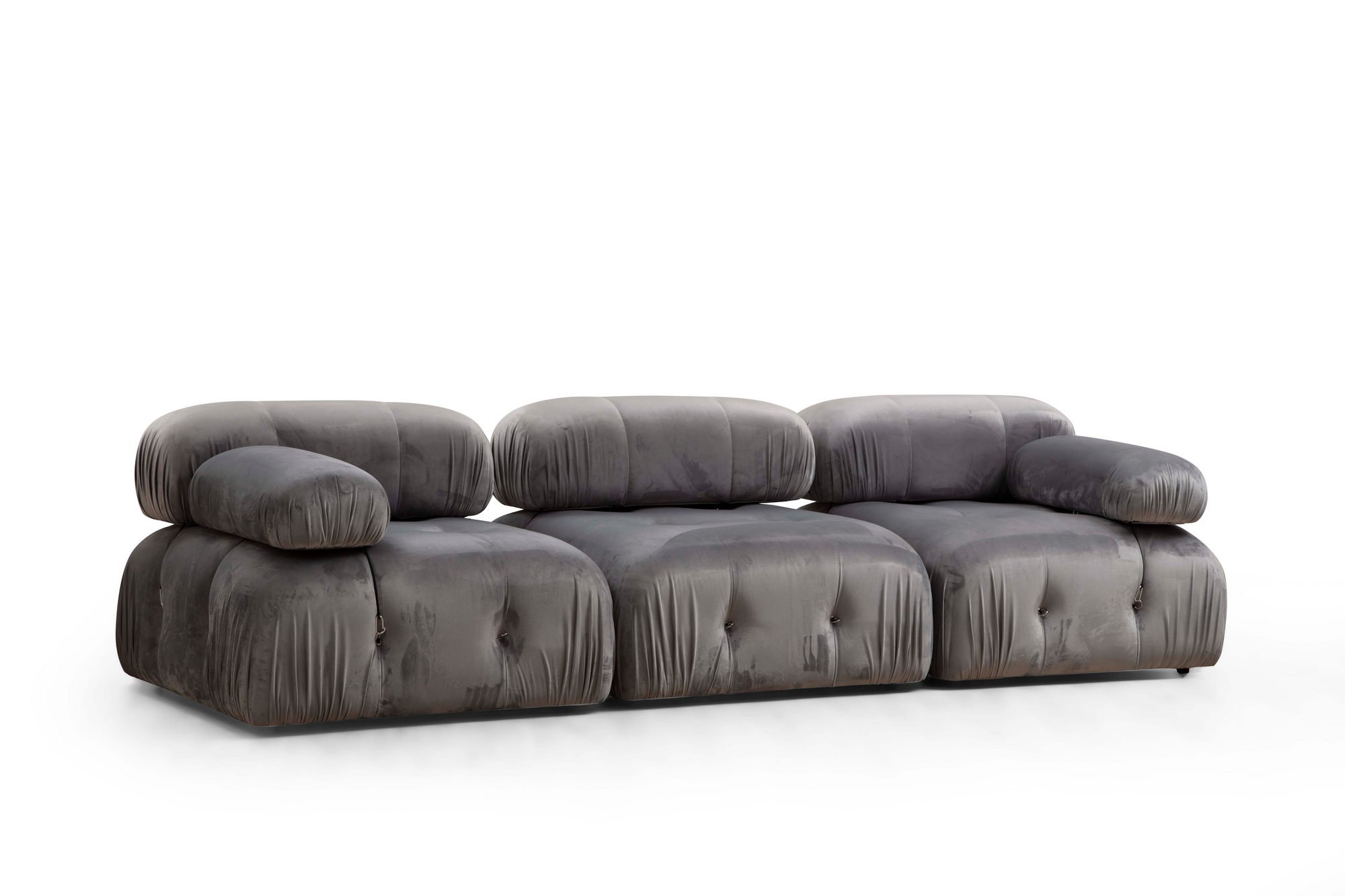 Canapea 3 locuri, Hanah Home, lemn fag si pal, gri, 288x95x75 cm — imaginea 2