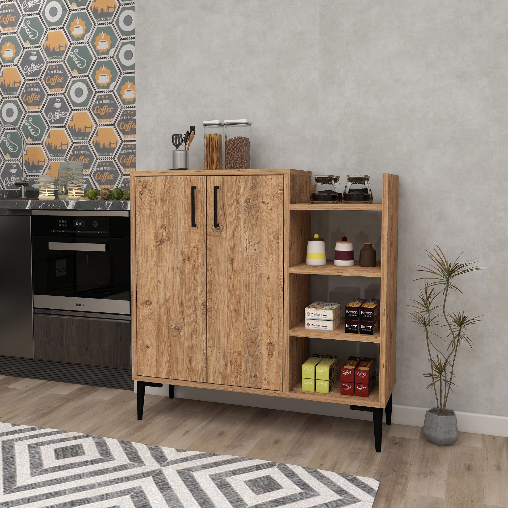 Dulap multifunctional, Hanah Home, panou de particule melaminat, pin atlantic, 90x29.6x90.6 cm — imaginea 3
