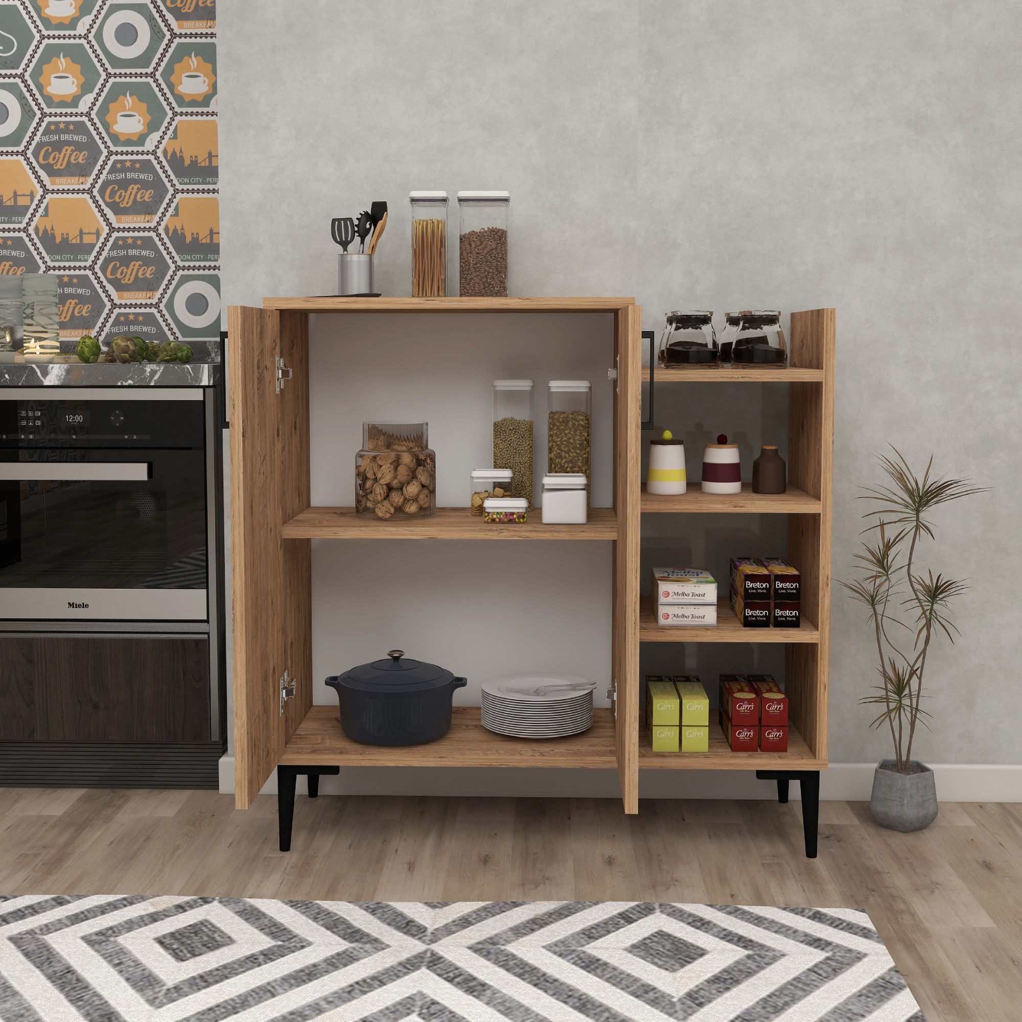 Dulap multifunctional, Hanah Home, panou de particule melaminat, pin atlantic, 90x29.6x90.6 cm — imaginea 4