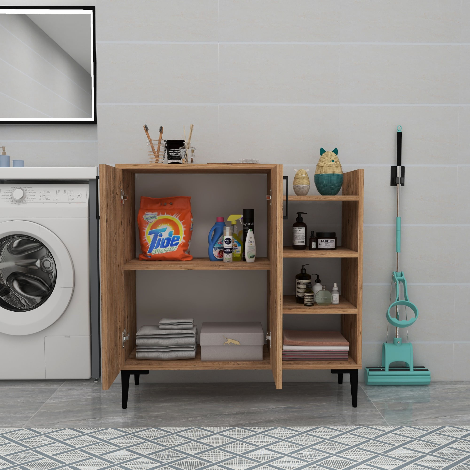 Dulap multifunctional, Hanah Home, panou de particule melaminat, pin atlantic, 90x29.6x90.6 cm — imaginea 5