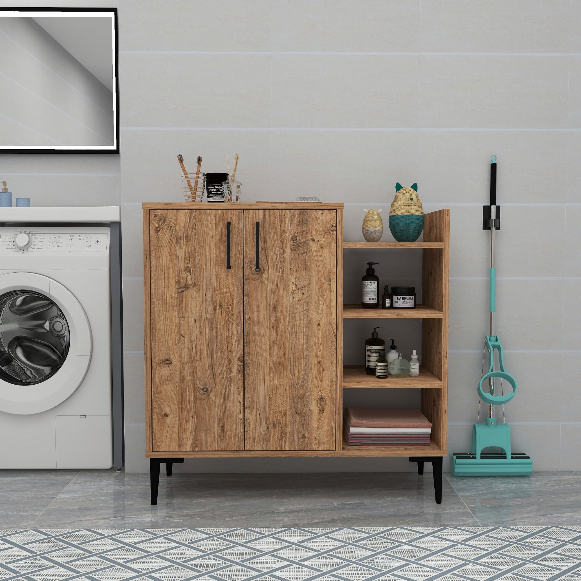 Dulap multifunctional, Hanah Home, panou de particule melaminat, pin atlantic, 90x29.6x90.6 cm — imaginea 7