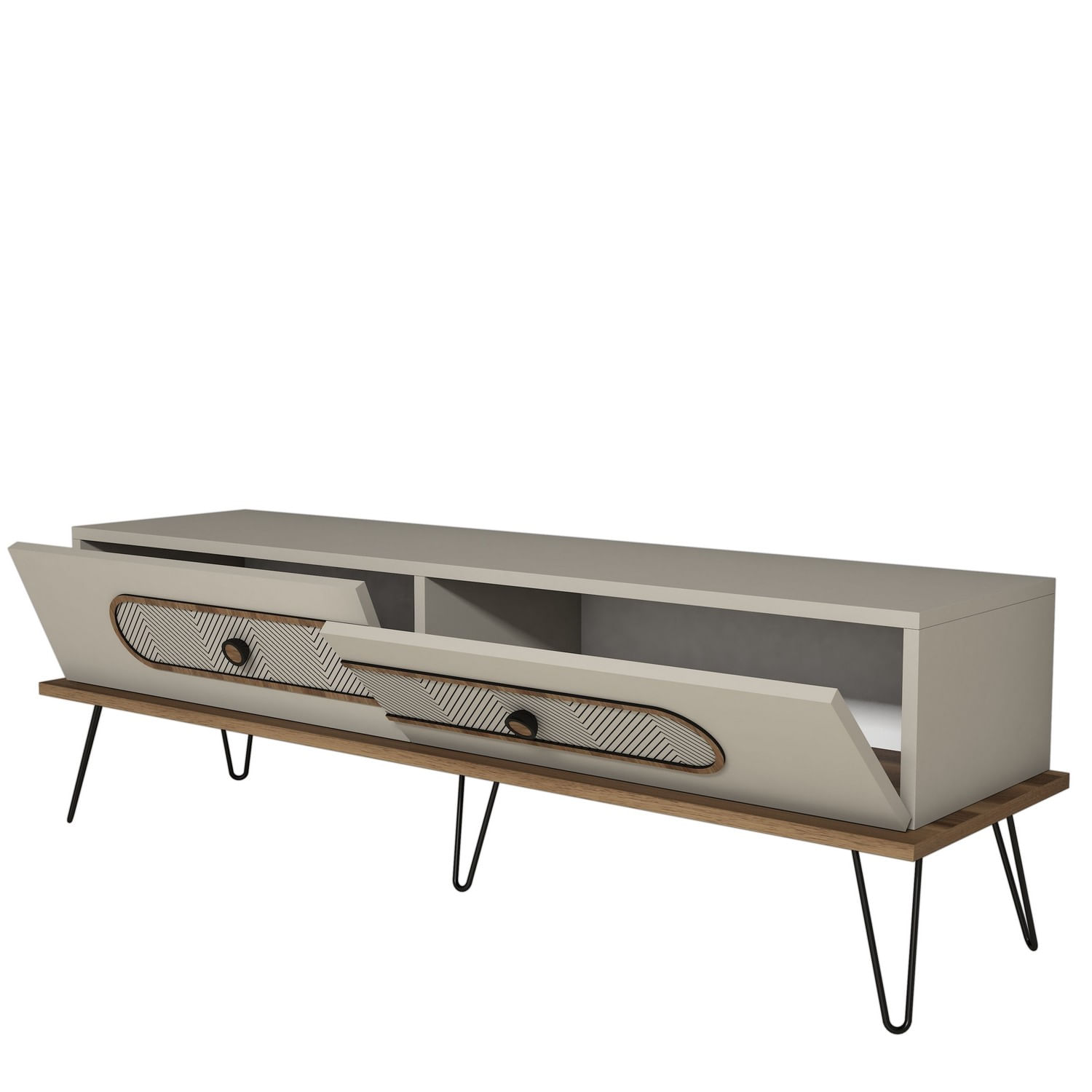 Comoda tv, Hanah Home, pal melaminat, crem, 145x40x45 cm