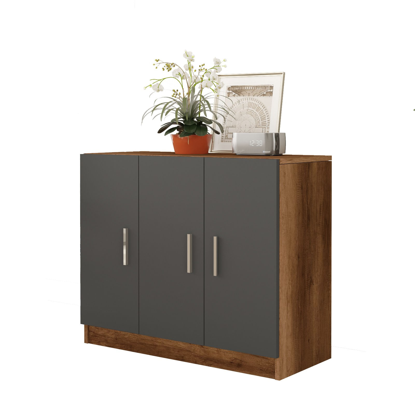 Dulap multifunctional, Hanah Home, pal melaminat, nuc si antracit, 89.1x38.1x73.8 cm — imaginea 6